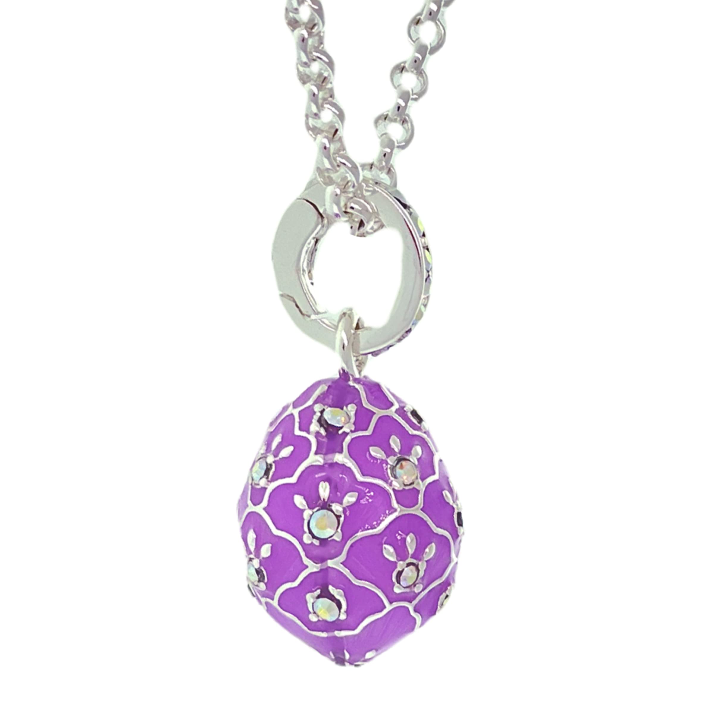 Ritzy Couture DeLuxe Lavender Easter Egg Charm - Fine Silver Plated Decorative Ornament for Easter Decorations, DIY Crafts, and Spring Home Decor