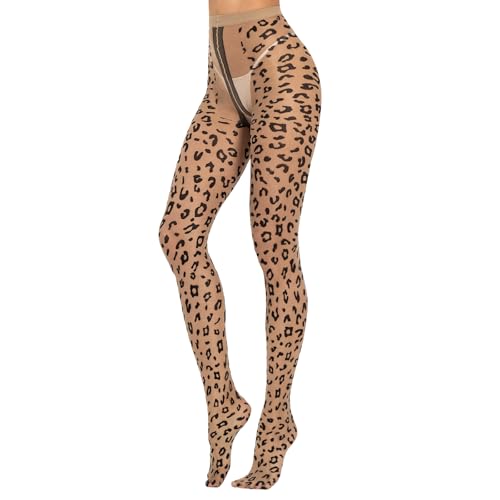 Nude Tights-natural/Black Leopard
