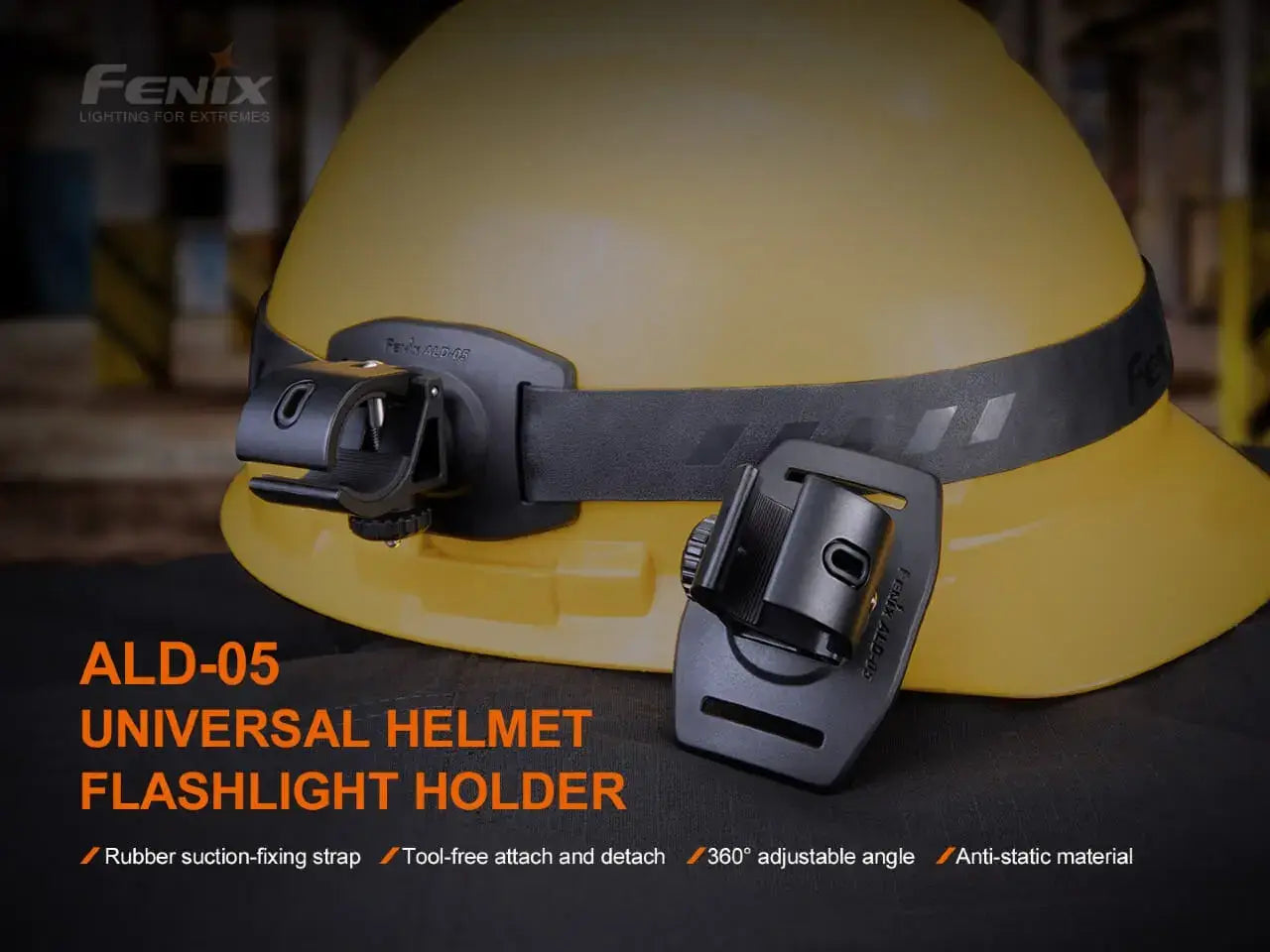 ALD 05 Helmet Flashlight Mount - Secure Headlamp Holder for Bike, Mining & Construction Helmets - Perfect for Cycling, Night Work & Outdoor Adventures