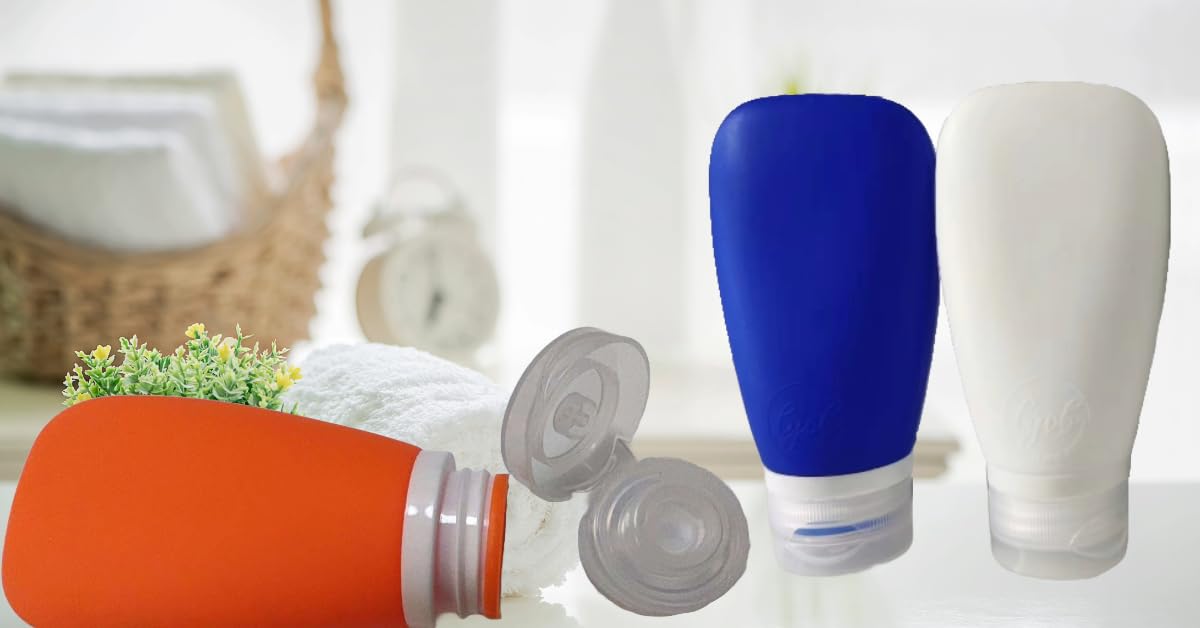 3 oz Leakproof Silicone Travel Bottles Set - TSA Approved Refillable Toiletries Containers for Shampoo, Lotion & Cosmetics | Perfect for Airplane Carry-on, Gym Bag & Sports Travel Accessories