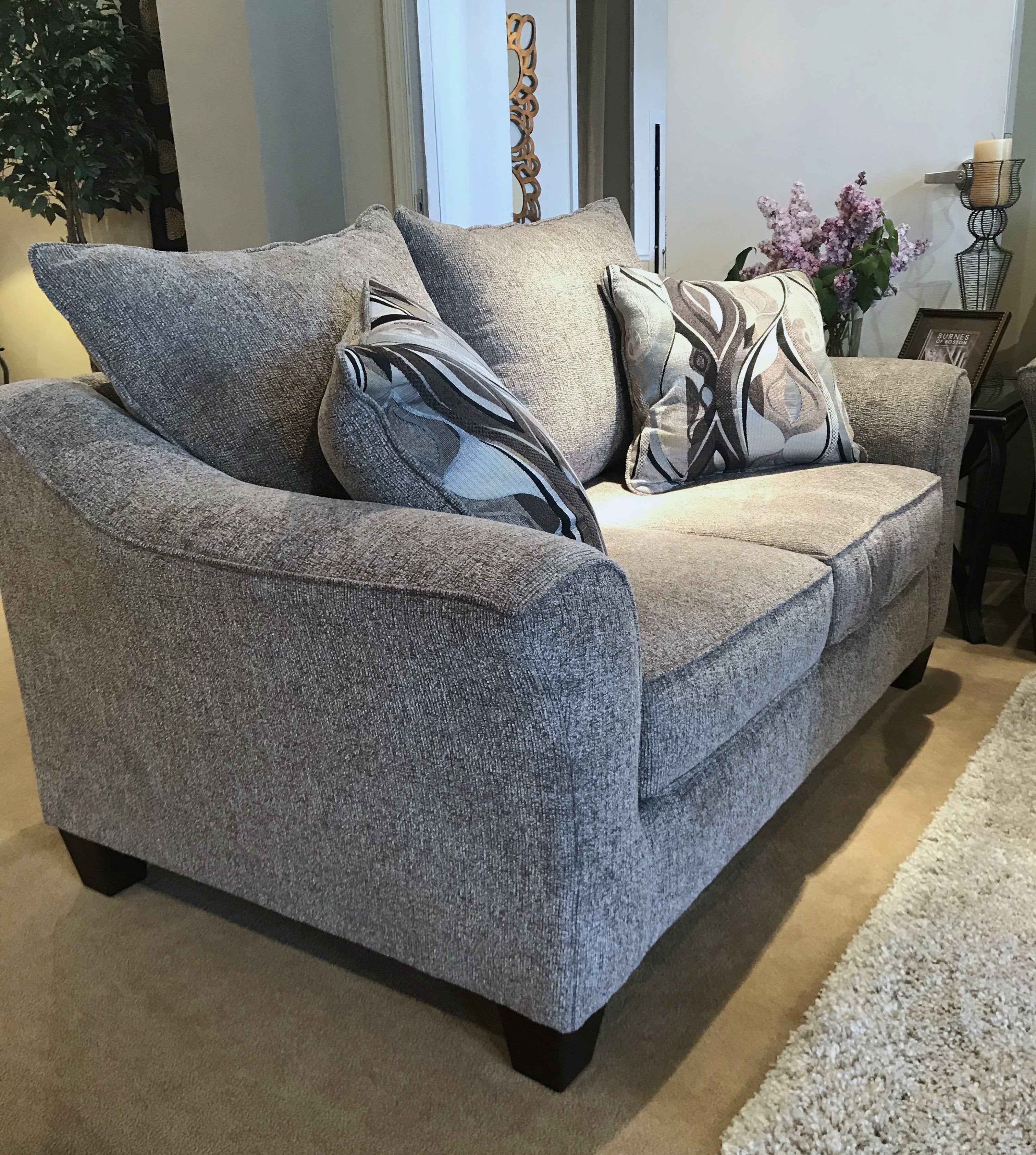 Camero Platinum Fabric Pillowback Loveseat - Comfortable Two-Seater Sofa for Living Room, Lounge & Small Spaces - Perfect for Relaxing, Reading & Entertaining Guests