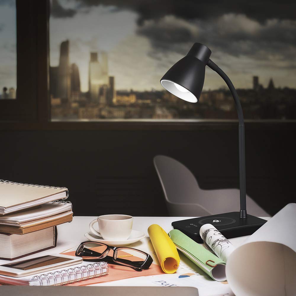 OttLite Infuse LED Desk Lamp with Wireless Charging - Adjustable Brightness Eye-Caring Light for Home Office, Study & Reading (Perfect for Work, Remote Learning & Nighttime Reading)
