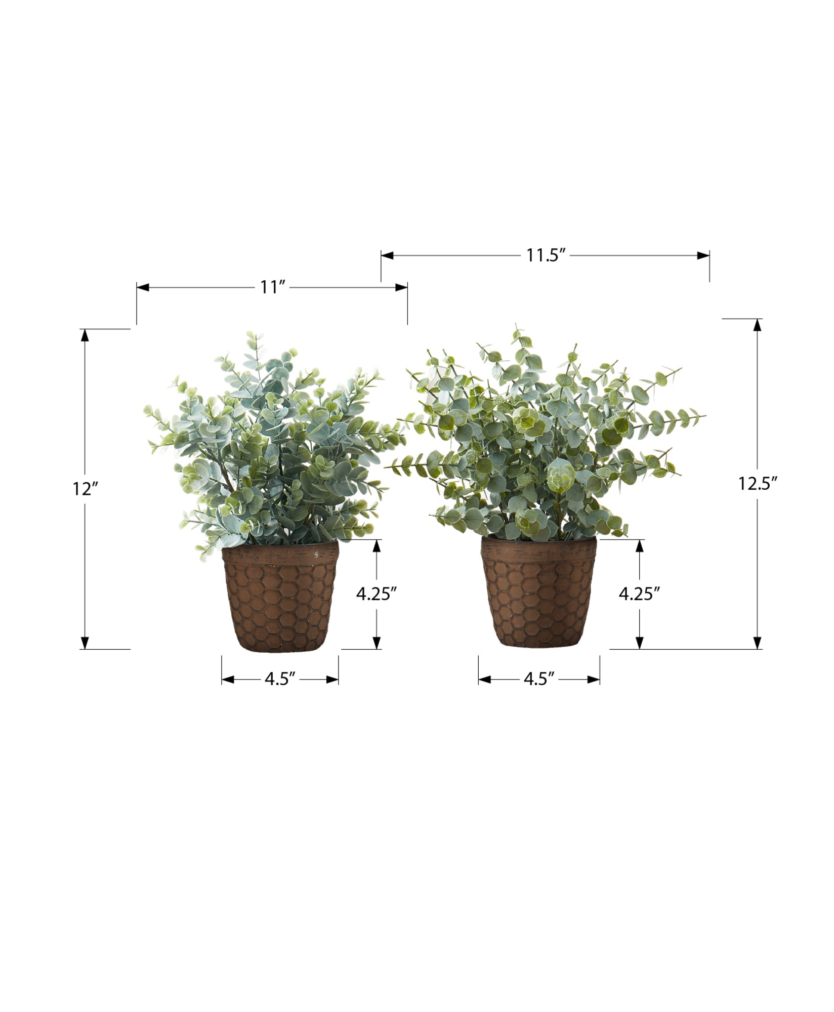 13 Inch Tall Faux Eucalyptus Grass Artificial Plants - Set of 2 Realistic Indoor Greenery Decor for Home, Office, Living Room & Wedding Centerpieces
