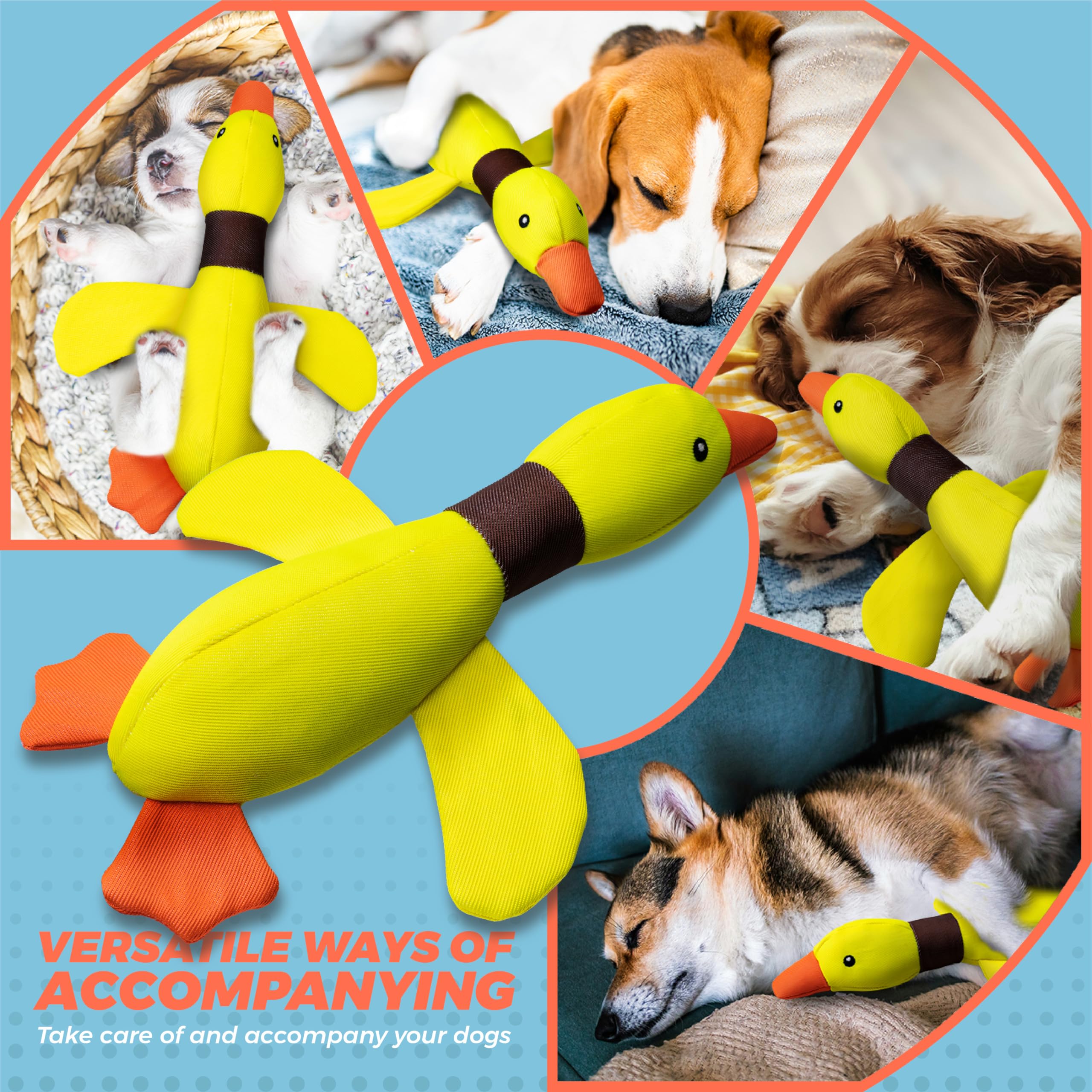 Vitscan Upgraded Goose Squeaky Dog Chew Toys - Durable & Indestructible Interactive Puppy Toys for Small, Medium & Large Dogs | Aggressive Chewer Proof, Teeth Cleaning Chew Toy for Puppies & Adult Dogs | Perfect for Playtime, Training & Dental Health