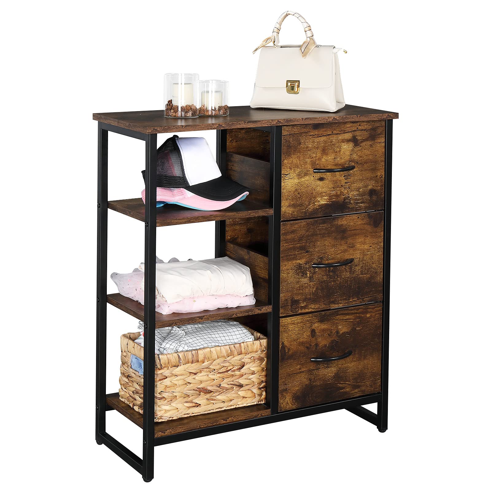 MengK Fire Cloud MDF Bathroom Vanity with Triamine Finish, 3 Drawers & 3-Tier Steel-Wood Structure - Perfect for Modern Bathrooms, Powder Rooms & Home Renovation Projects