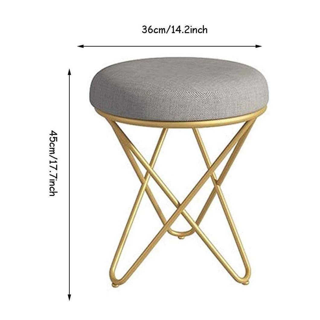 Gold Makeup Vanity Stool with Padded Seat - Dressing Bench, Piano Stool, Dining & Garden Footstool - Perfect for Bedroom, Bathroom & Home Decor