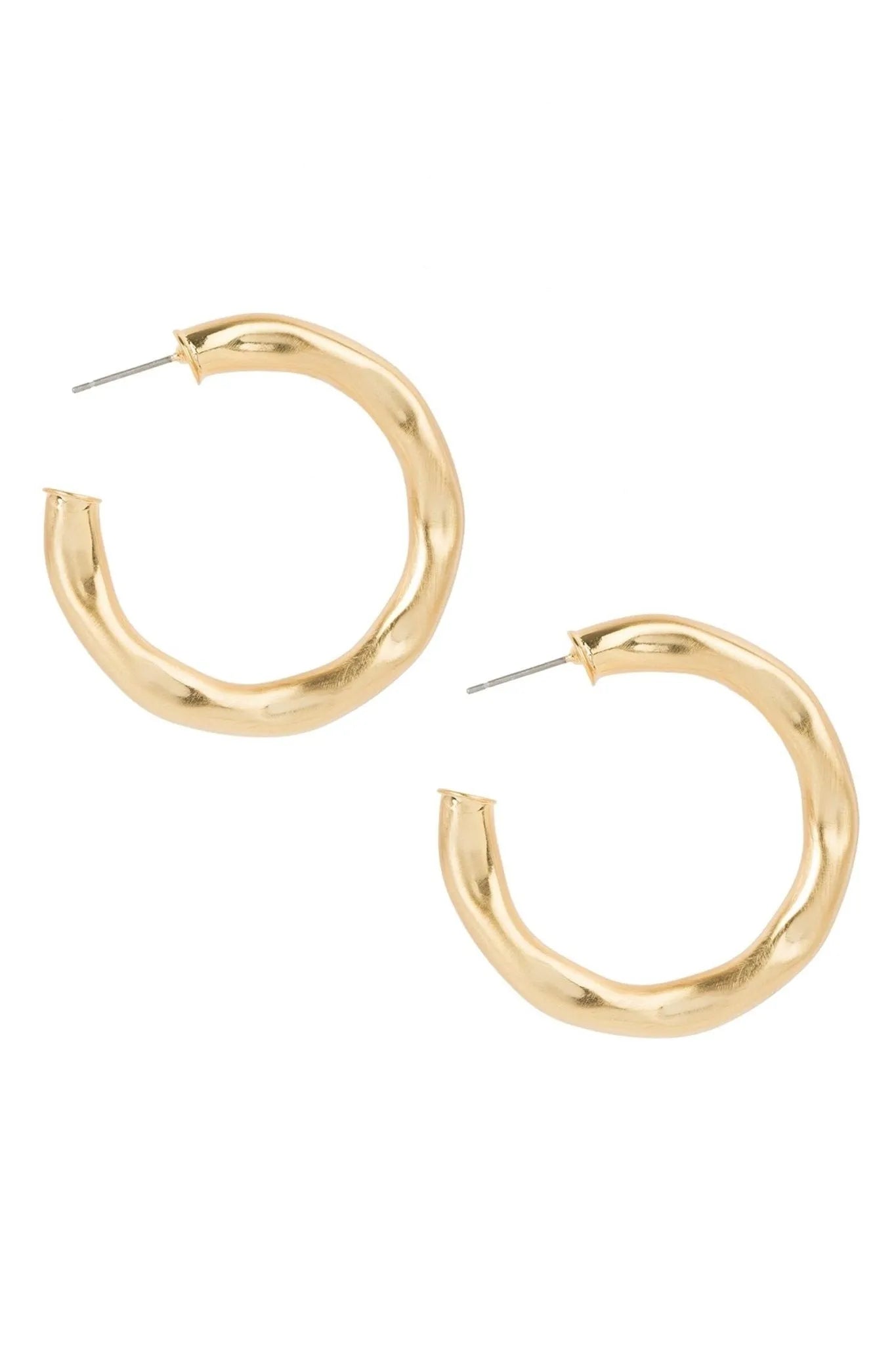 Trendy Wavy Gold Hoop Earrings for Women - 14K Gold Plated Dangle Statement Earrings - Perfect for Parties, Weddings & Everyday Wear