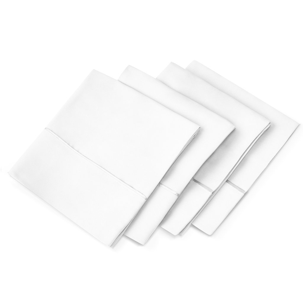 Premium Ultra Soft Hotel Collection Pillowcases (4-Pack) - 100% Natural Aloe Vera Infused Hypoallergenic Pillow Covers - Eco-Friendly & Breathable for Sensitive Skin - White Standard/Queen Size - Perfect for Hotels, Home & Travel Use