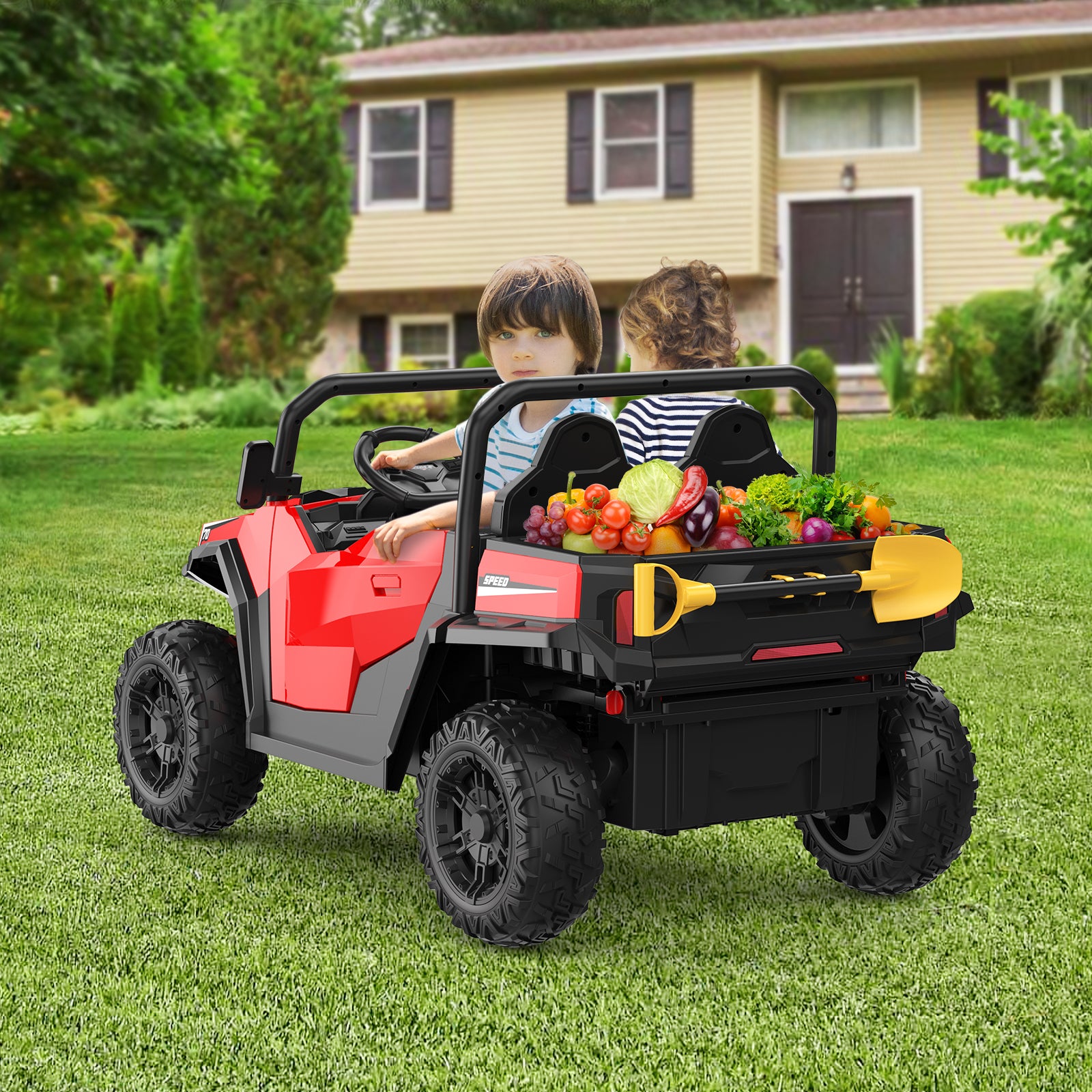 GARVEE 24V Electric Ride On Dump Truck for Kids Ages 6-12 | 4x4 Remote Control Toy Car with Shovel, Bluetooth Music & LED Lights | Outdoor Play, Construction Pretend Play, Birthday Gift for Boys & Girls