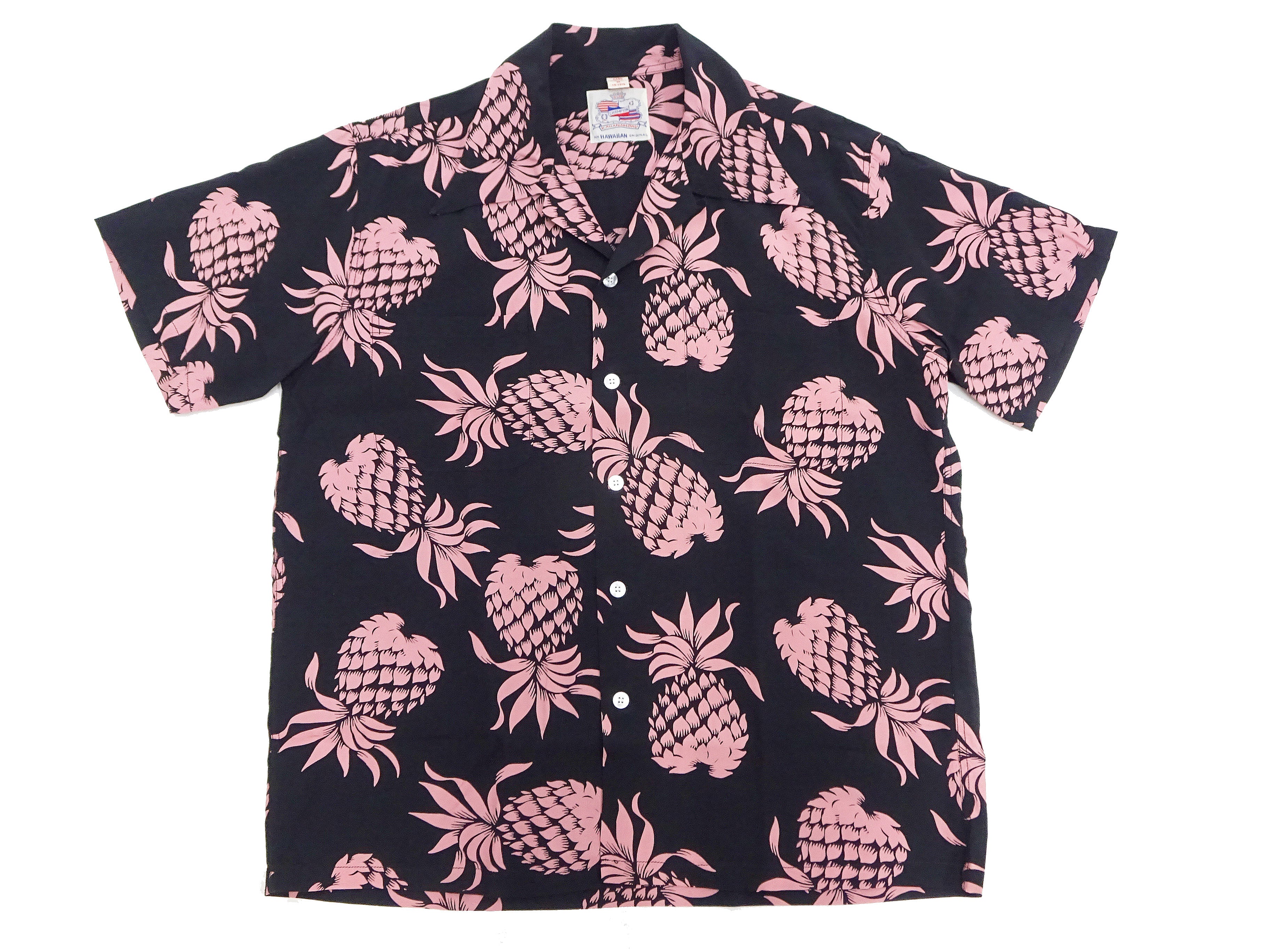 Duke Kahanamoku Hawaiian Shirt for Men - Pineapple Print Short Sleeve Aloha Shirt DK36201 in Black - Breathable Rayon Fabric for Beach Vacation, Luau Party & Summer Casual Wear