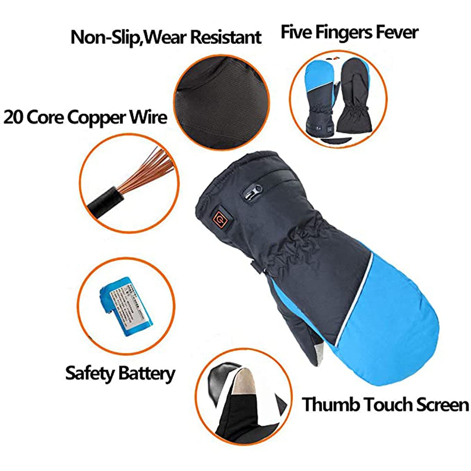 Rechargeable Heated Gloves for Men & Women - 3 Adjustable Heat Settings, Winter Electric Hand Warmers, Thermal Gloves for Outdoor Activities (Hiking, Skiing, Motorcycling)