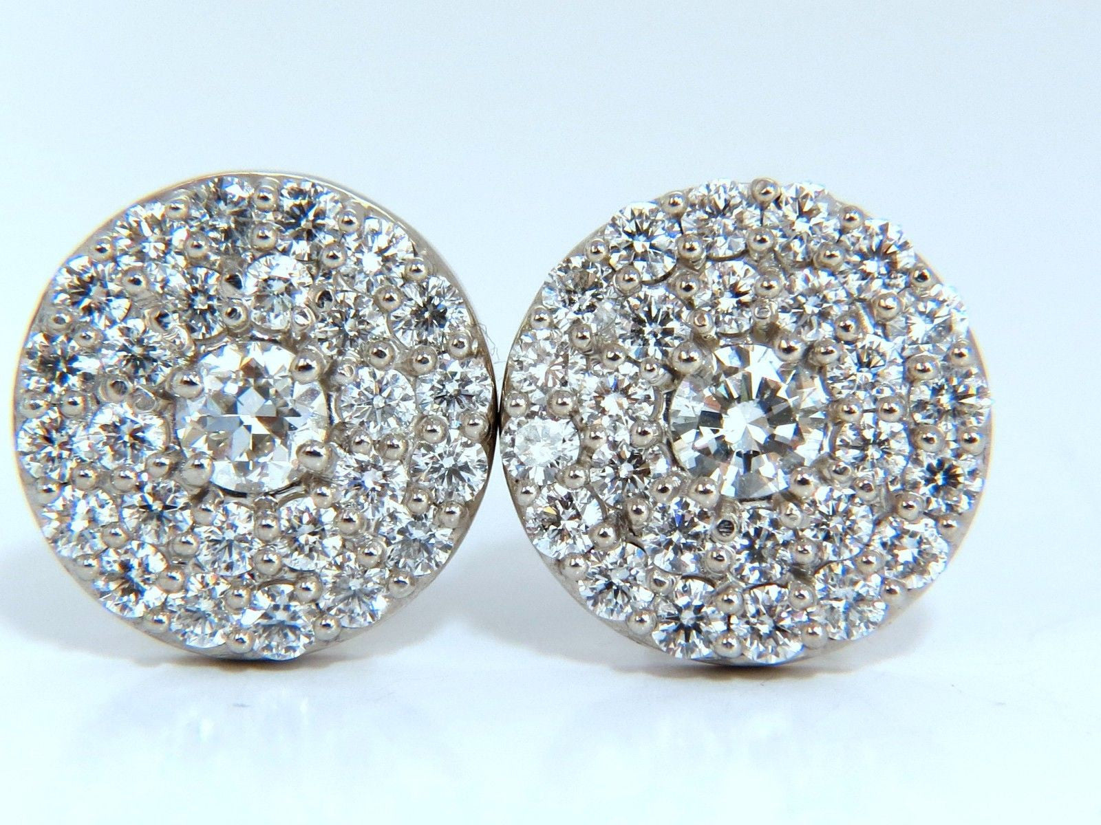 4.26ct Natural Round Diamond Cluster Earrings in 14K Gold (G/VS) - Elegant Cocktail Party Jewelry for Women