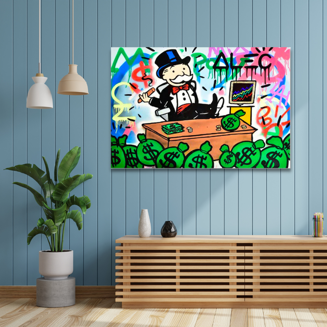 Alec Monopoly Stock Broker Art: Millionaire Canvas Print Wall Decor for Office, Living Room & Gallery | Modern Investment-Themed Artwork
