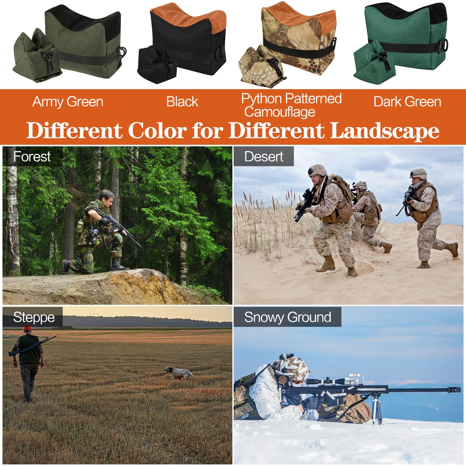 Best Shooting Rest Bags for Rifle Hunting - Front & Rear Support Sandbag Stand Holders with 600D Polyester (Unfilled) - Perfect for Range Practice & Outdoor Hunting
