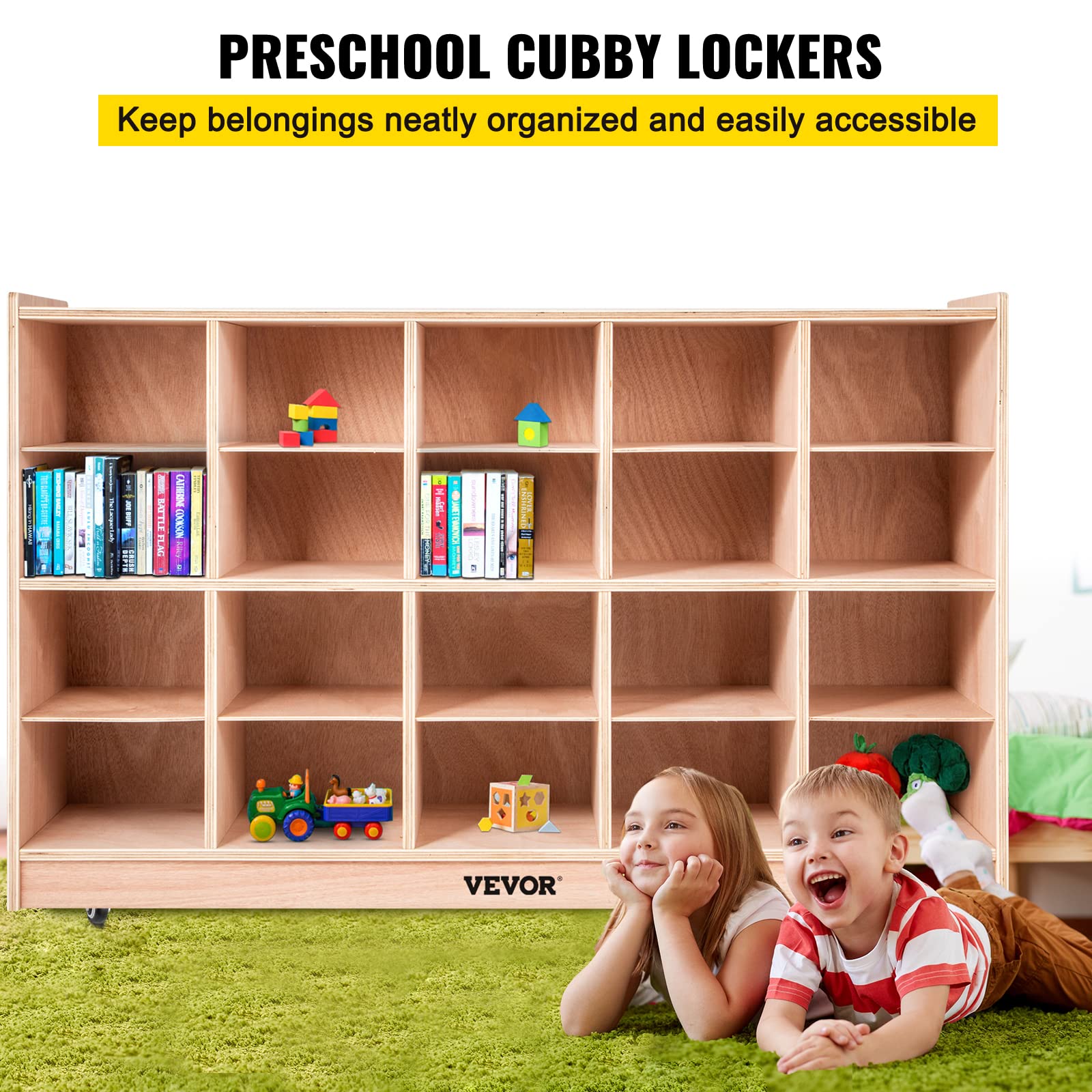 VEVOR 20-Section Classroom Cubbies Storage Cabinet - Organizer for School, Kindergarten & Home - Perfect for Toys, Books & Supplies Storage (Ideal for Daycare, Playroom & Classroom Organization)