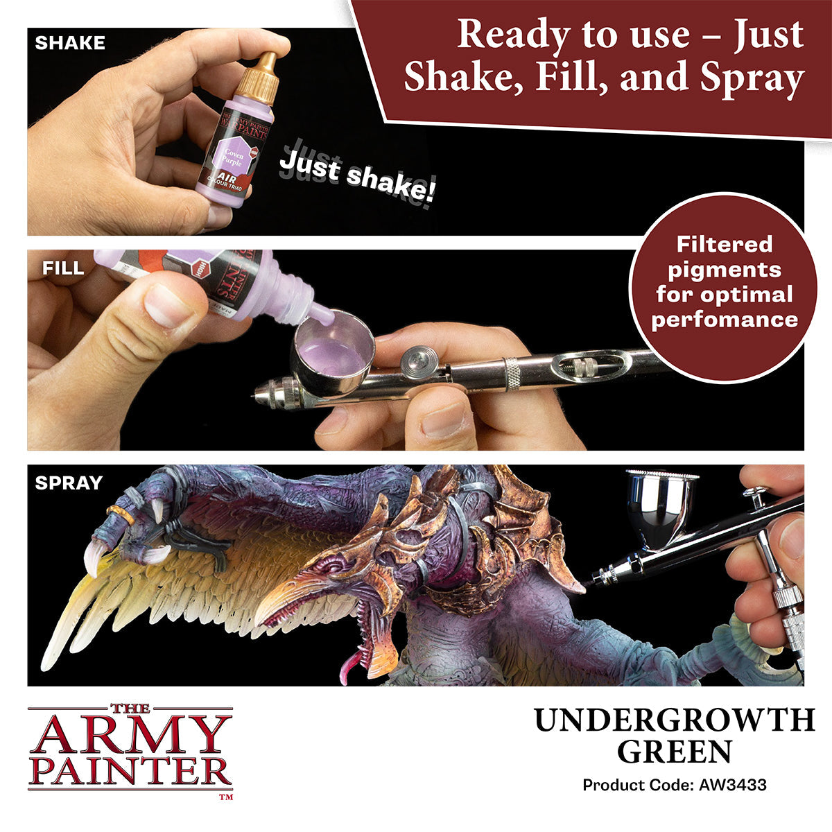 Warpaints Air: Undergrowth Green - Premium Matte Acrylic Paint for Miniatures & Models - Perfect for Warhammer, D&D, and Tabletop Gaming