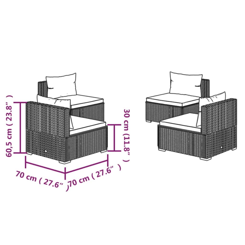 vidaXL 4-Piece Black Poly Rattan Patio Lounge Set with Aqua Cushions - Durable Lightweight Outdoor Furniture for Garden, Poolside & Backyard Relaxation