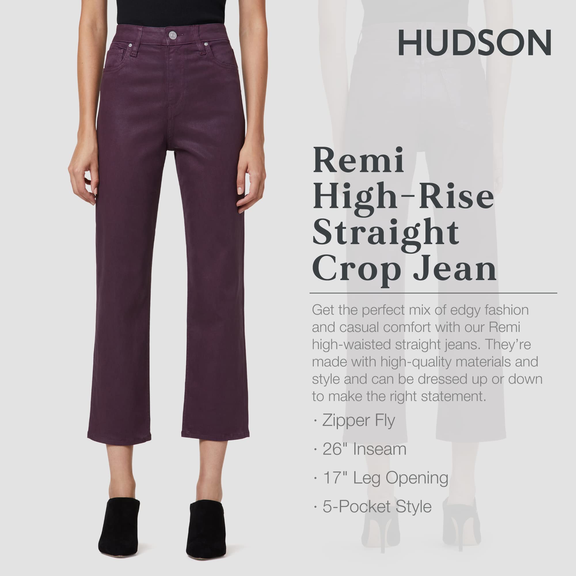 HUDSON Women's Remi High Rise Cropped Straight Leg Jeans - Stylish Comfort for Casual Outings, Work & Everyday Wear