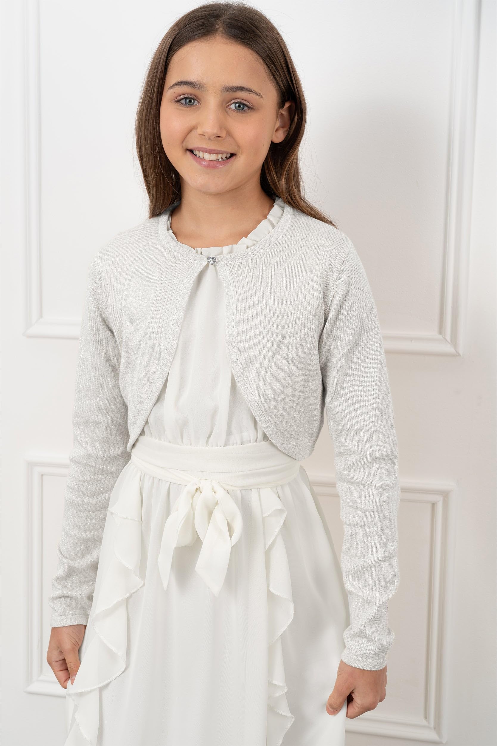 Black Butterfly Girls Long Sleeve Sparkle Cardigan for Kids - Elegant Shrug for Birthday Parties, School Events & Special Occasions