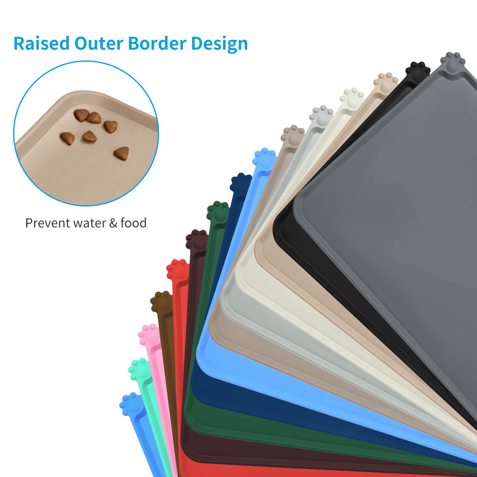 **AUDWUD Non-Slip Silicone Pet Feeding Mat - Waterproof Dog Bowl Pad for Food & Water - Perfect for Messy Eaters & Hard Floor Protection**