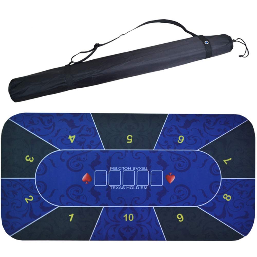 Professional Rubber Foam Poker Table Top Mat 180x90cm - Portable Poker Table Cover with Shoulder Bag for Texas Hold'em, Blackjack & Casino Night Games - Waterproof & Non-Slip Game Table Accessories (Green, 180x90cm)