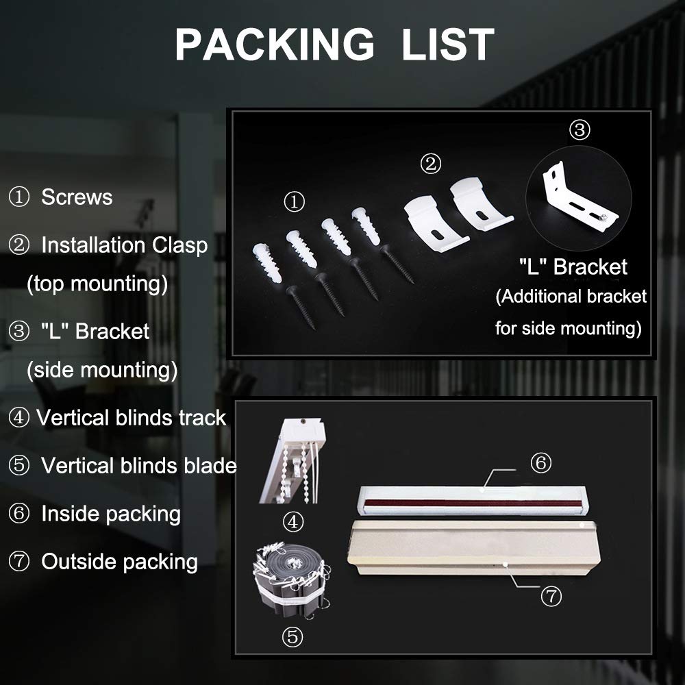 LETAU Cordless Blackout Vertical Window Shades - 3.5