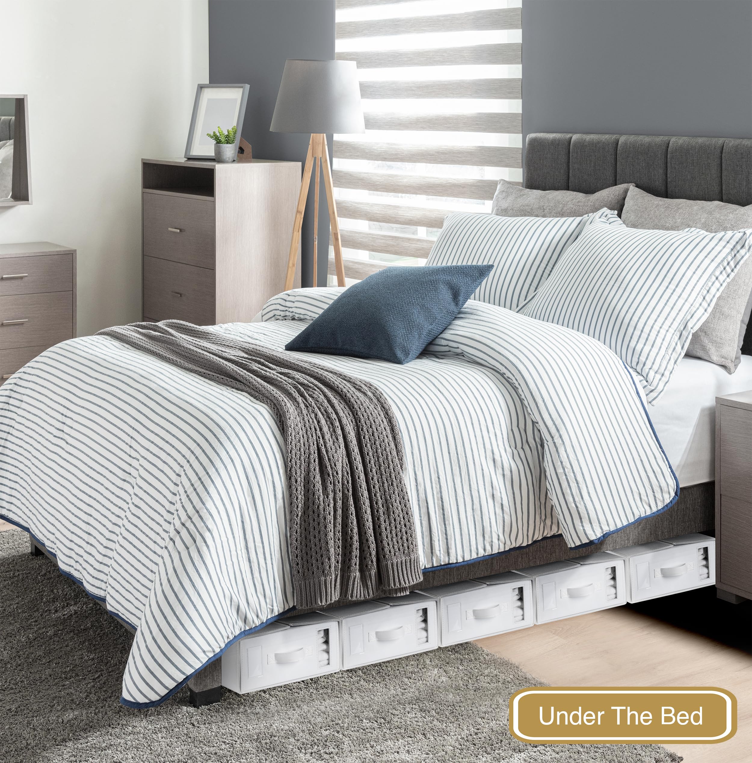 4 Pack Foldable Bed Sheet Organizers - Twin/Full Size Linen Closet Storage with Clear Window | Space-Saving Closet Organizer for Sheets, Blankets & Towels | Perfect for Home, Dorm & RV Organization