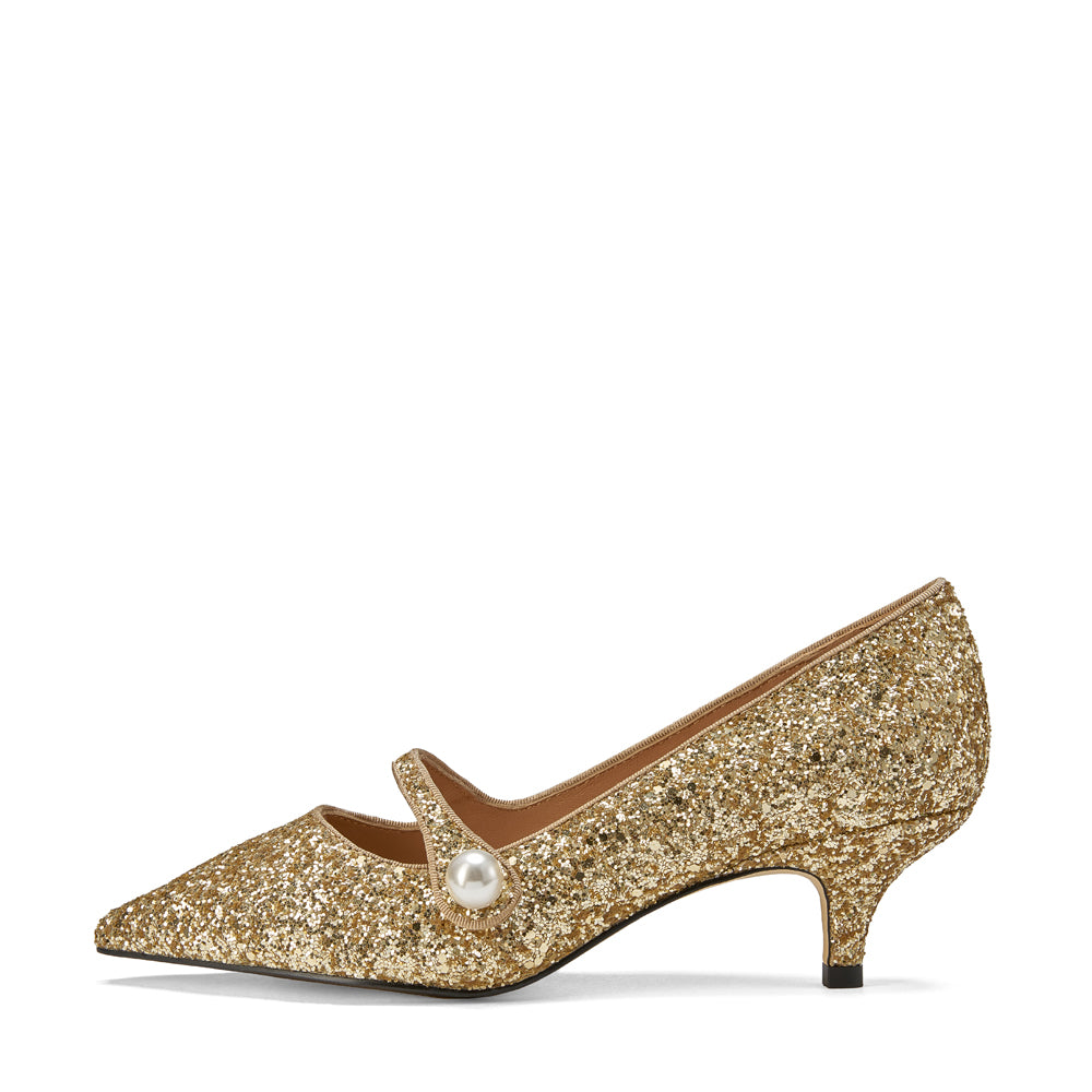 Yvonne Glitter Gold High Heels for Women - Elegant Party Shoes for Evening Events, Weddings & Special Occasions