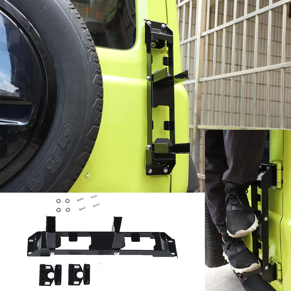 Hageza Iron Black Rear Door Hinge Foot Step for Suzuki Jimny 2019-2021 - Heavy Duty Climbing Pedal & Running Board - Perfect for Off-Road Adventures, Camping & Outdoor Exploration