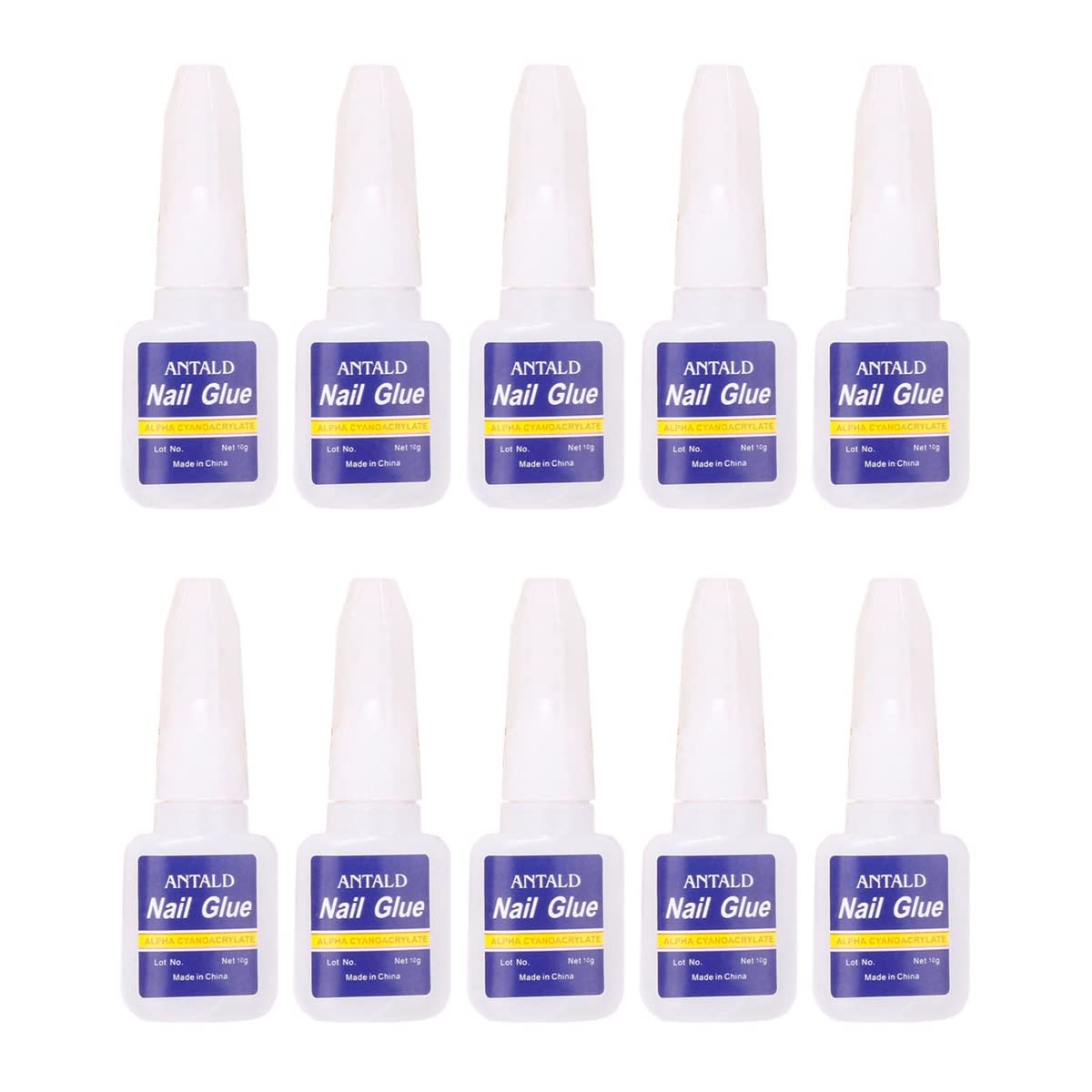 FOMIYES 10 Pack Fast Drying Nail Glue for Artificial Nails - Nail Repair Bond, Manicure Art Glue with Brush, Liquid Acrylic for Nail Extensions & Fixing - Perfect for Home Salon, DIY Nail Art & Professional Use