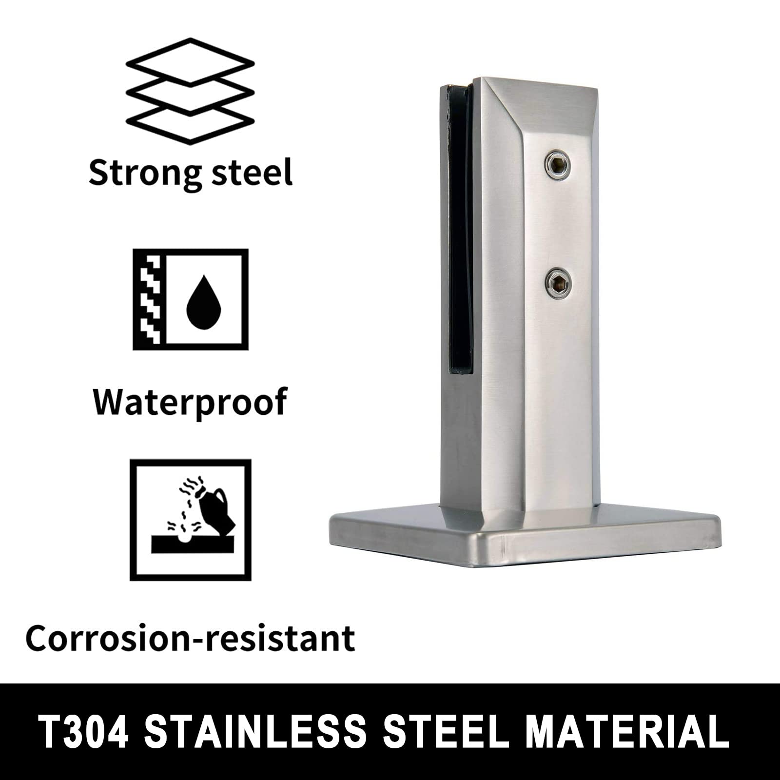 304 Stainless Steel Adjustable Glass Fence Clamps - 10 Pack (200mm) for Tempered & Laminated Glass - Balcony, Garden, Deck Handrail & Pool Fence Installation - Durable Outdoor & Indoor Use