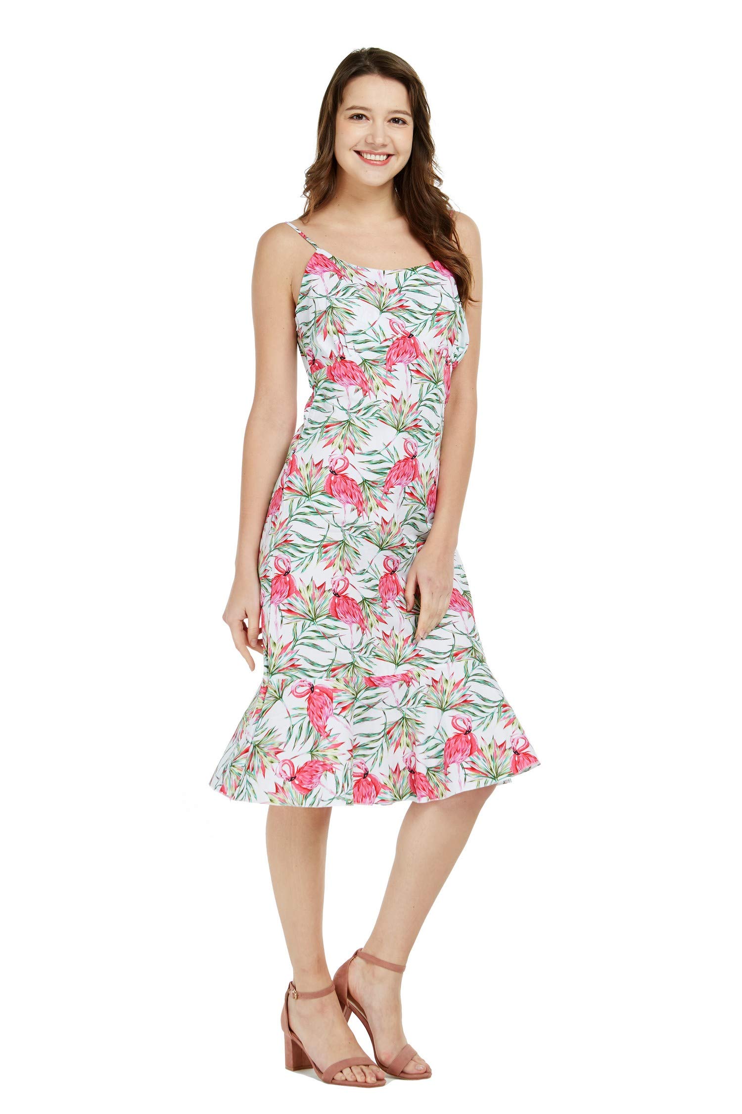 Hawaiian Mermaid Ruffle Dress for Women - Flamingo Print Tropical Summer Beach Party Dress | Perfect for Vacation, Luau, Poolside & Beach Getaways