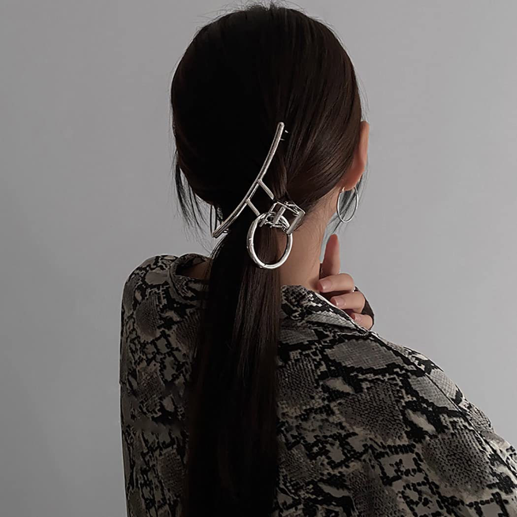 Stylish Punk Silver Hair Claw Clips with Tassel - 3PCS Large Non-Slip Metal Hair Clips for Women & Girls - Perfect for Outdoor Activities, Concerts, and Everyday Fashion