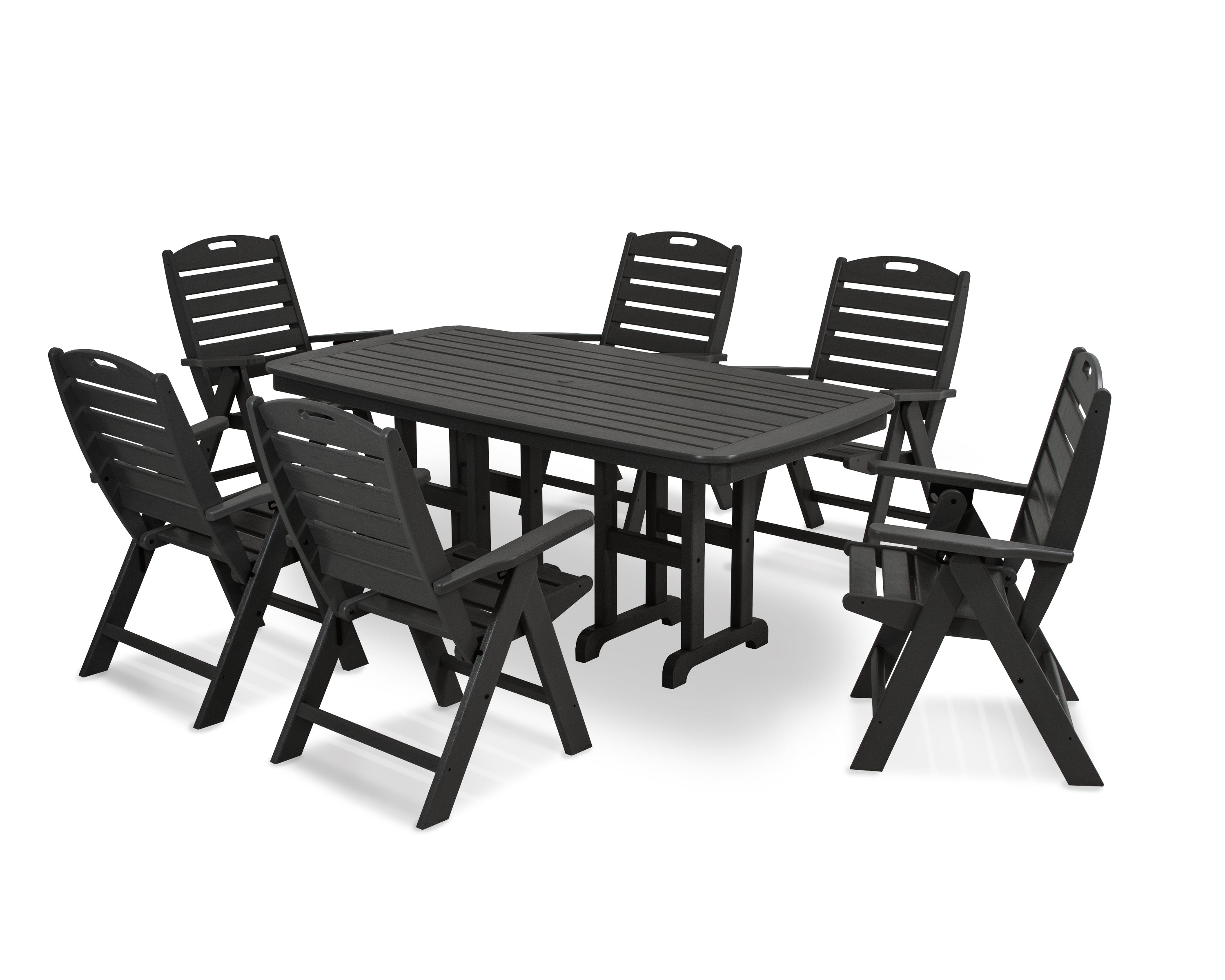 POLYWOOD Nautical 7-Piece Outdoor Dining Set - Durable & Weather-Resistant Patio Furniture for Backyard, Poolside, or Beachfront Dining