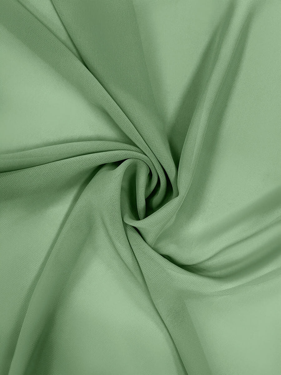 Premium Basil Green Chiffon Fabric - 1/2 Yard Cut - Lightweight Sheer Material for Dresses, Scarves & DIY Fashion Projects - Perfect for Evening Wear, Bridal Gowns & Home Decor