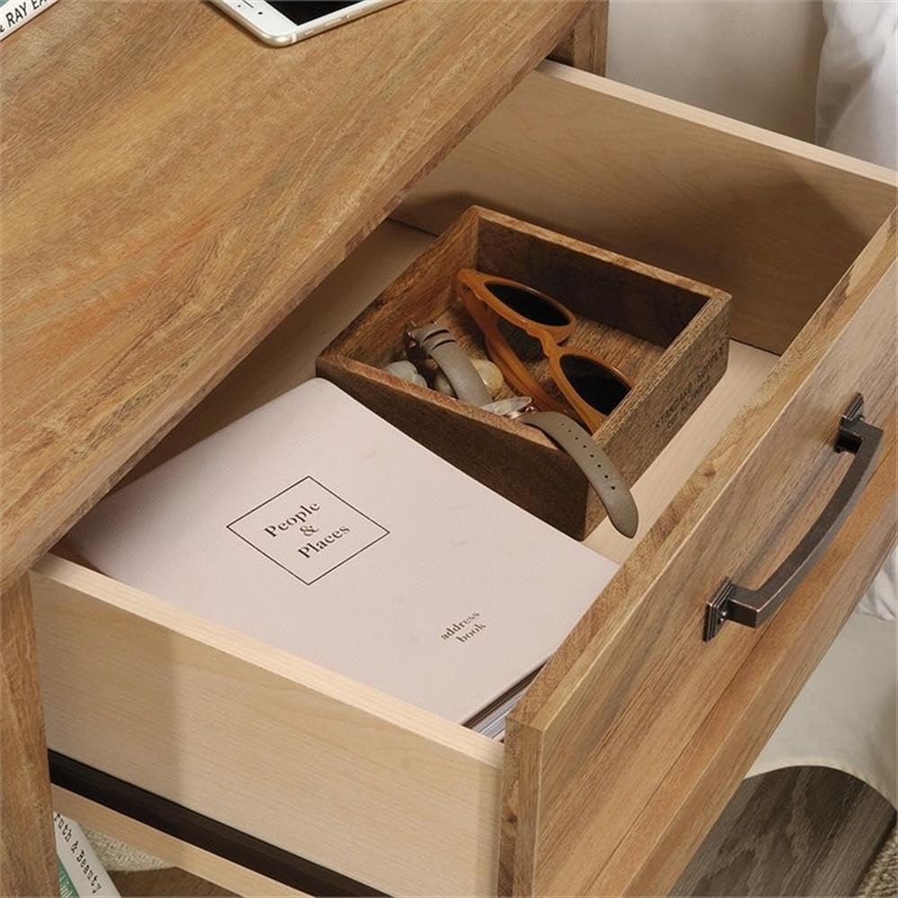 Premium Wooden Nightstand Set of 2 - Modern Mango Brown Bedside Table with Storage Shelf | Perfect for Bedroom, Living Room, or Office Organization