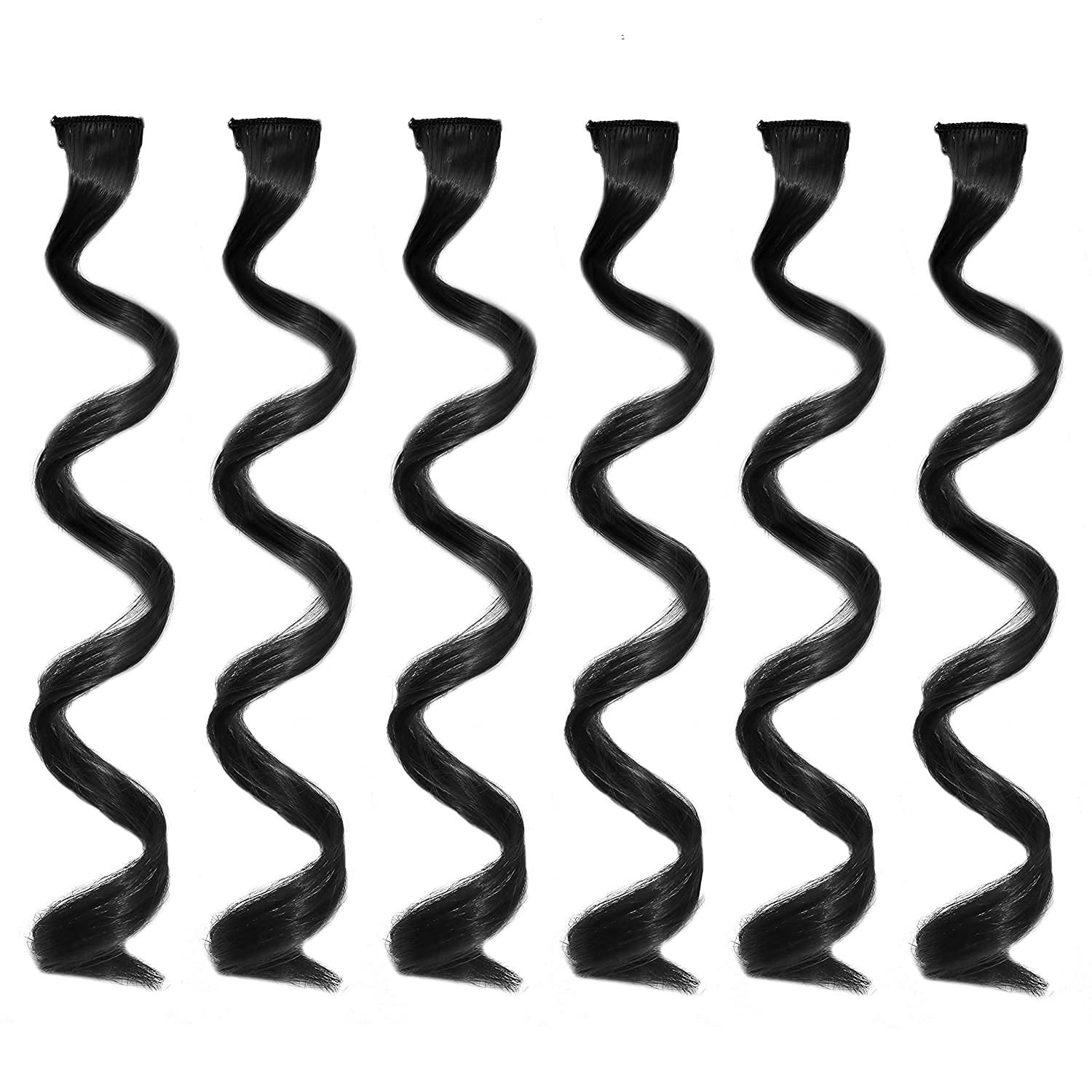 Rapidsflow® 6-Piece Curly Colored Hair Extensions for Women & Girls - Natural Human Hair Highlights for Everyday & Party Styling (Style 8475)