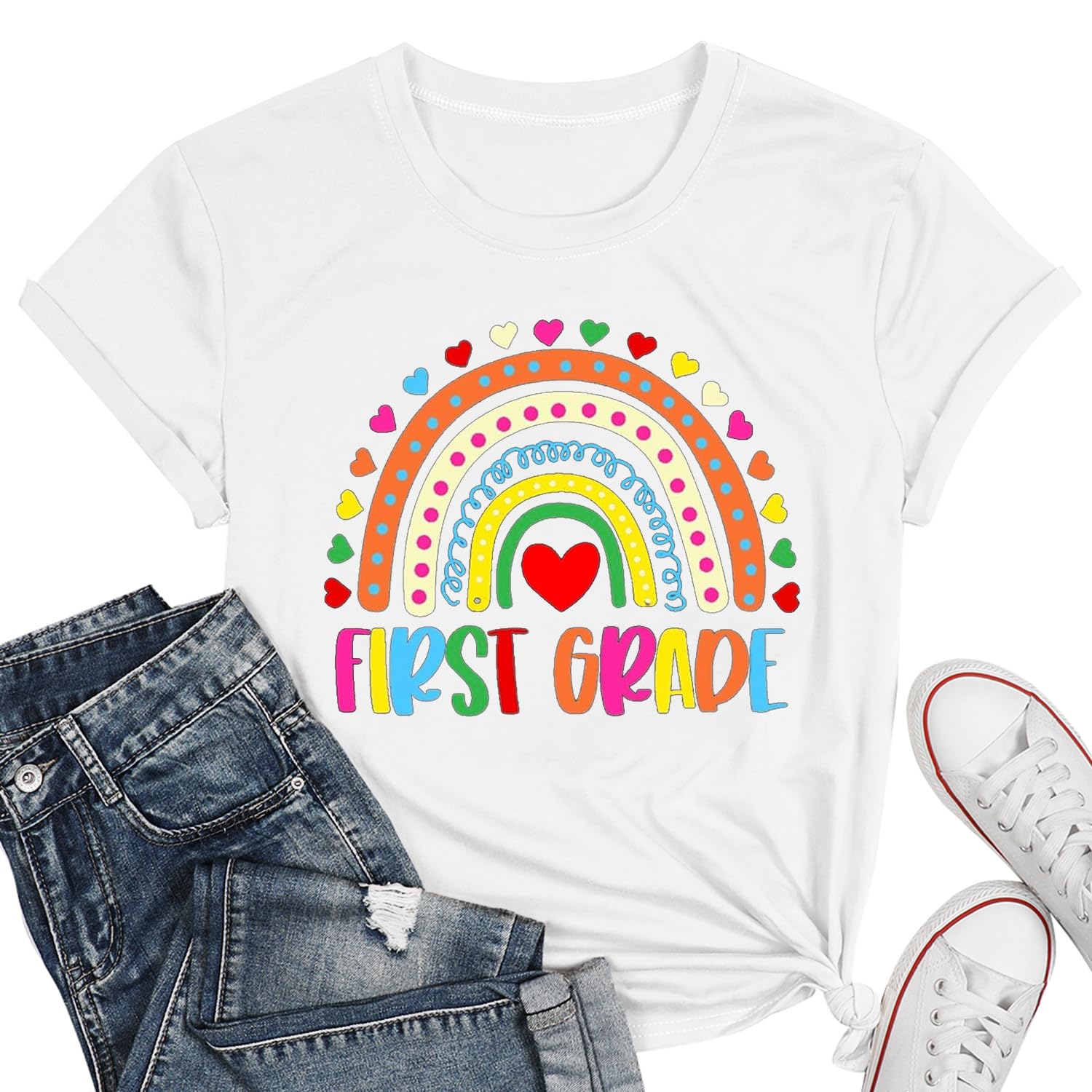 1st Grade Teacher T-Shirt for Women - Comfortable Round Neck Casual Tee for Teaching & School Activities | Perfect for Classroom, Teacher Appreciation & Back to School