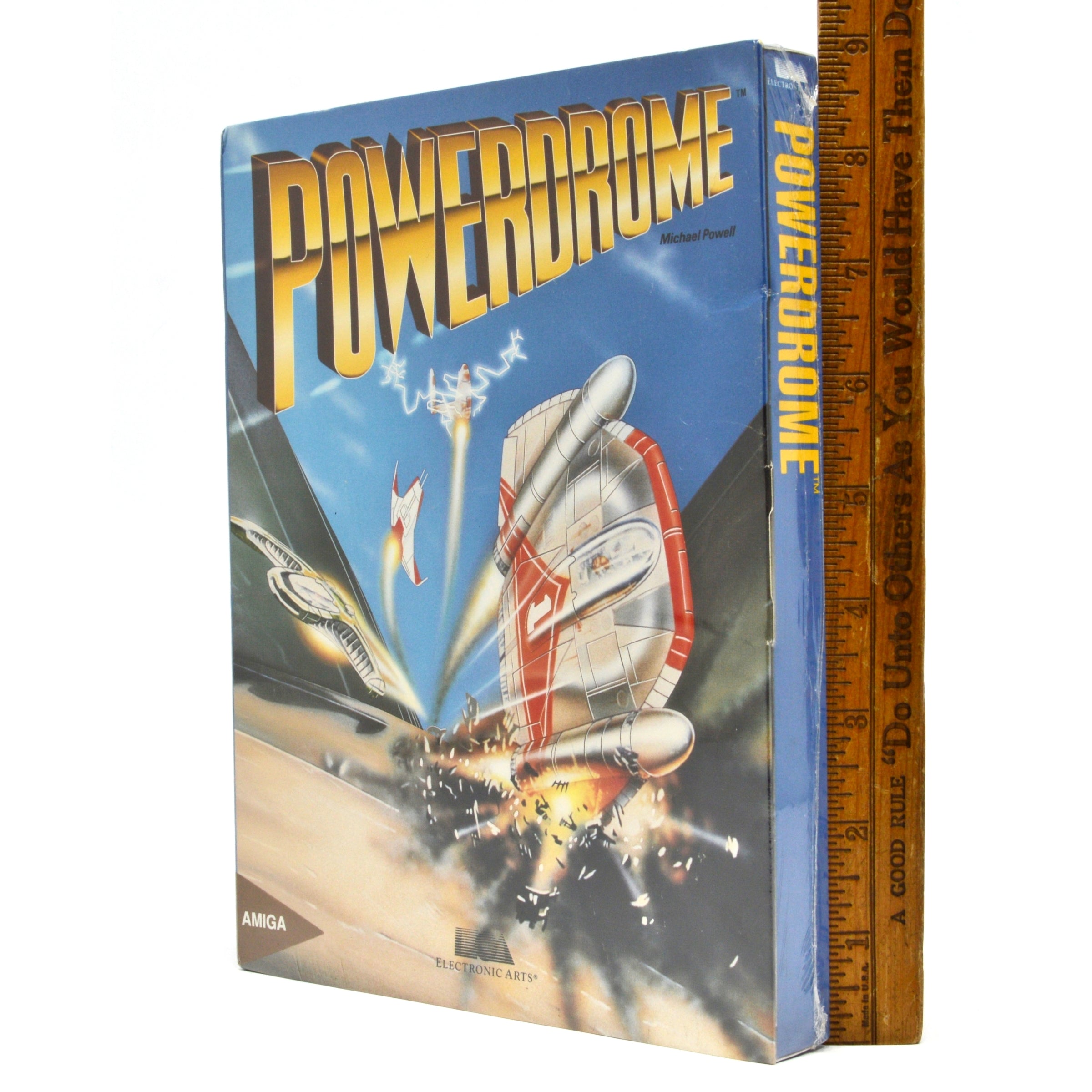 Brand New AMIGA PowerDrome Racing Game - Factory Sealed Rare Collector's Item for Retro Gaming Enthusiasts | Perfect for Vintage Computer Game Collections and 90s Gaming Nostalgia