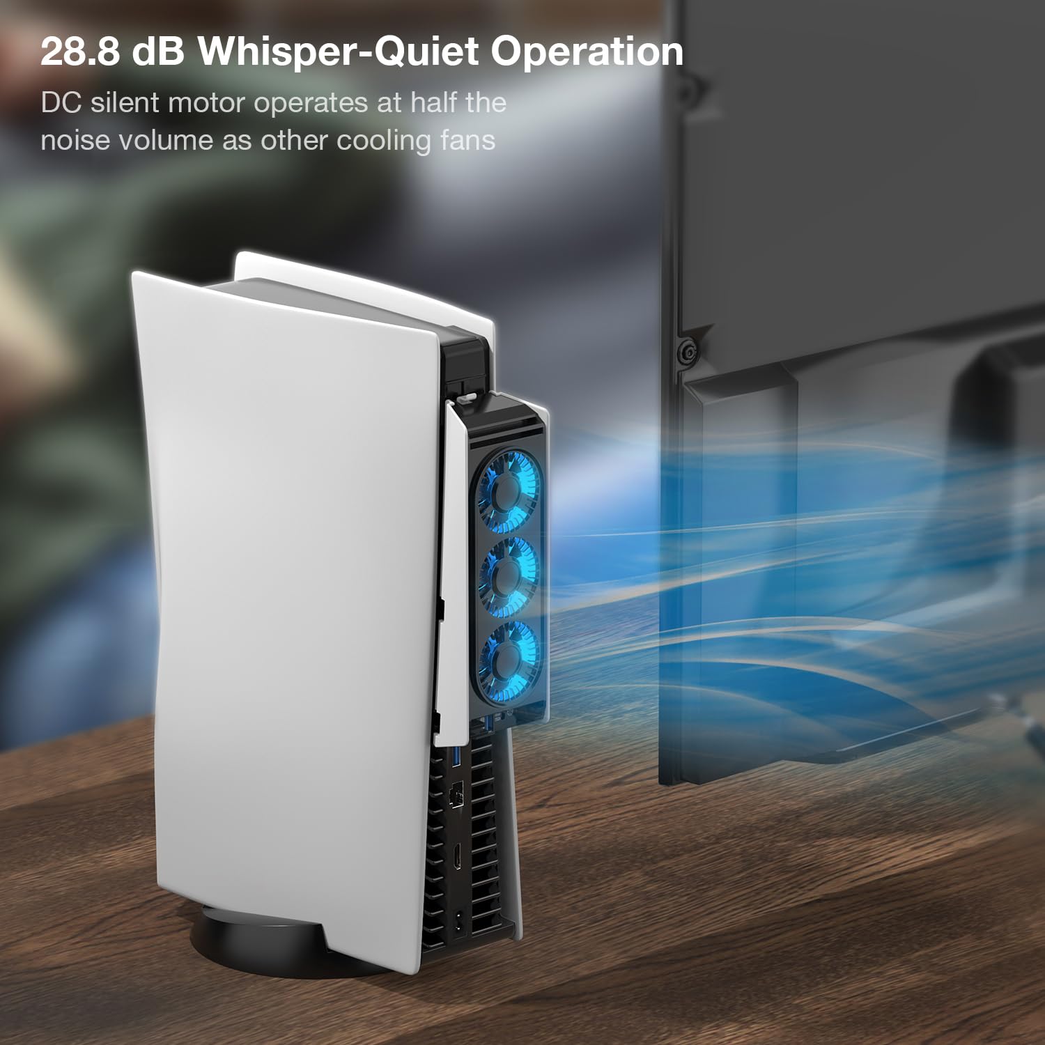 MEQI Upgraded PS5 Cooling Fan with LED Lights & USB 3.0 Hubs - Quiet Cooling Station for Playstation 5 Disc/Digital Edition - Prevent Overheating for Long Gaming Sessions