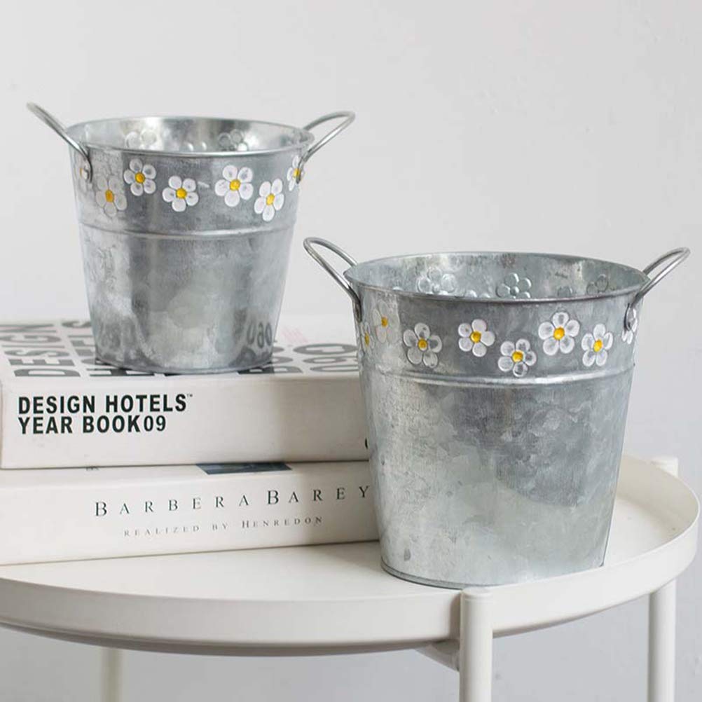 BESPORTBLE Decorative Iron Flower Pot - Rustic Bonsai Planter Bucket for Indoor/Outdoor Plants - Perfect for Home, Garden, and Office Decor