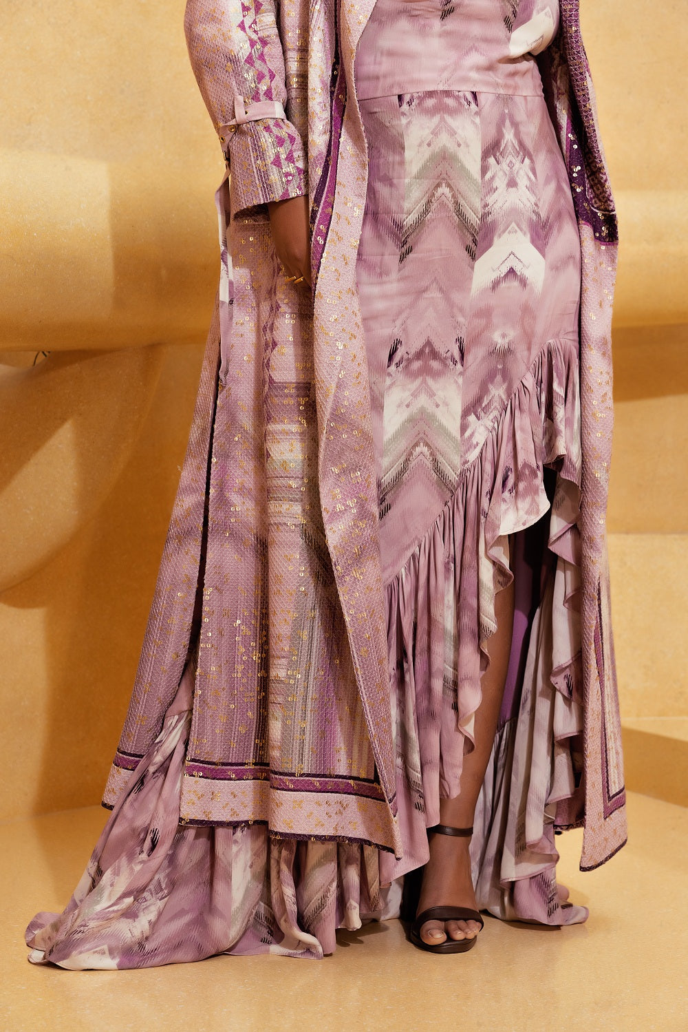 Lilac Floral Print Flowy Dress for Women - Elegant Summer Maxi Dress for Beach, Wedding & Party Occasions