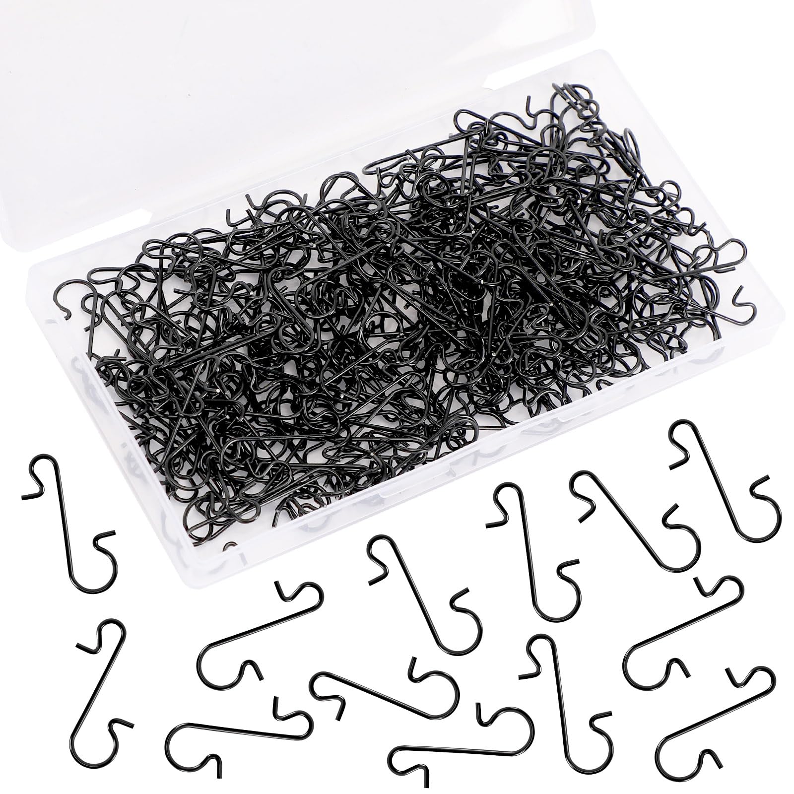 240pcs Black Metal Christmas Ornament Hooks - S-Shaped Hangers with Storage Box for Holiday Decor