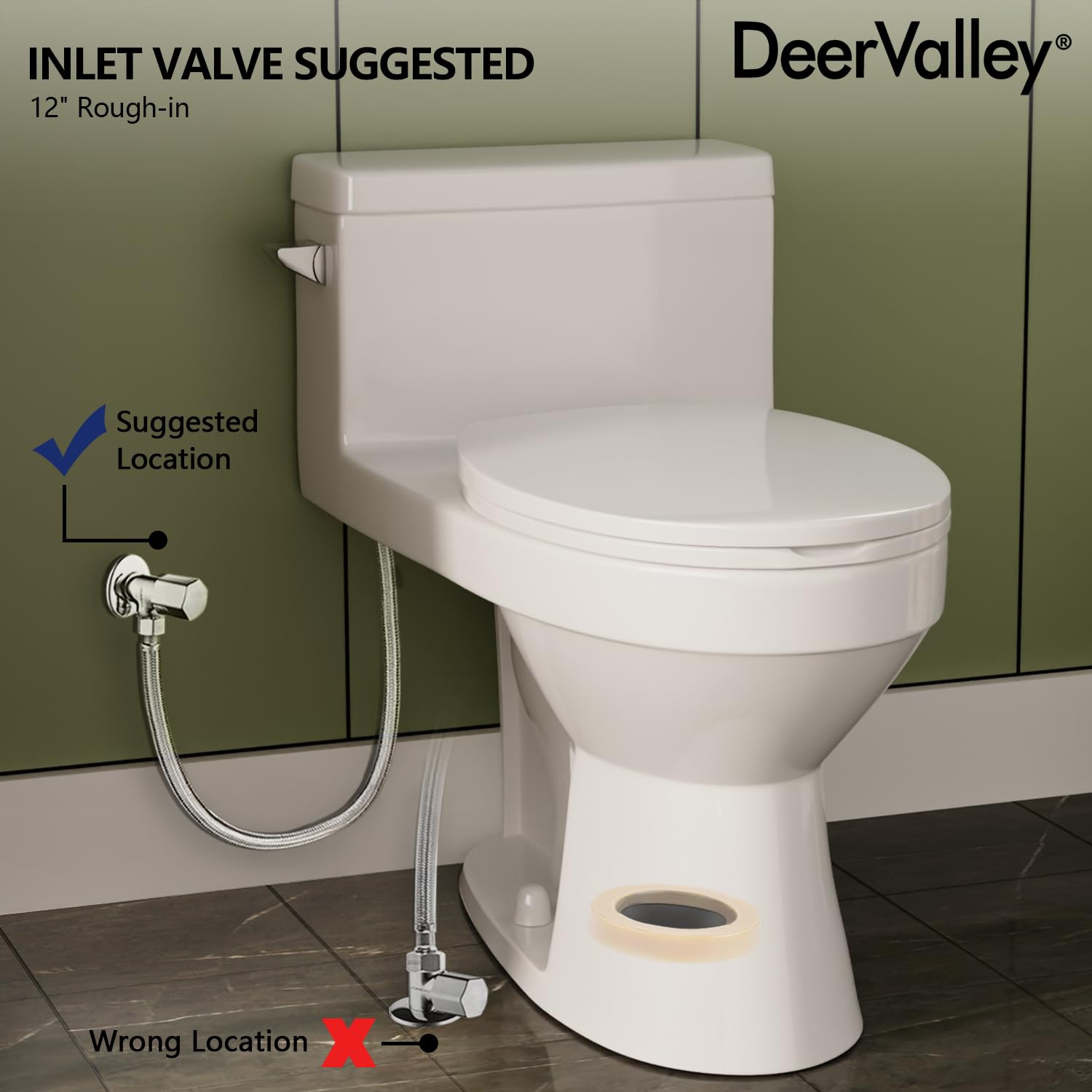 DeerValley Concord One Piece Toilet - Modern Comfort Height Elongated Design with Soft Closing Seat, 1.28 GPF Water Saving (Model DV-1F52627) - Perfect for Small Bathrooms, Guest Baths & Modern Home Renovations