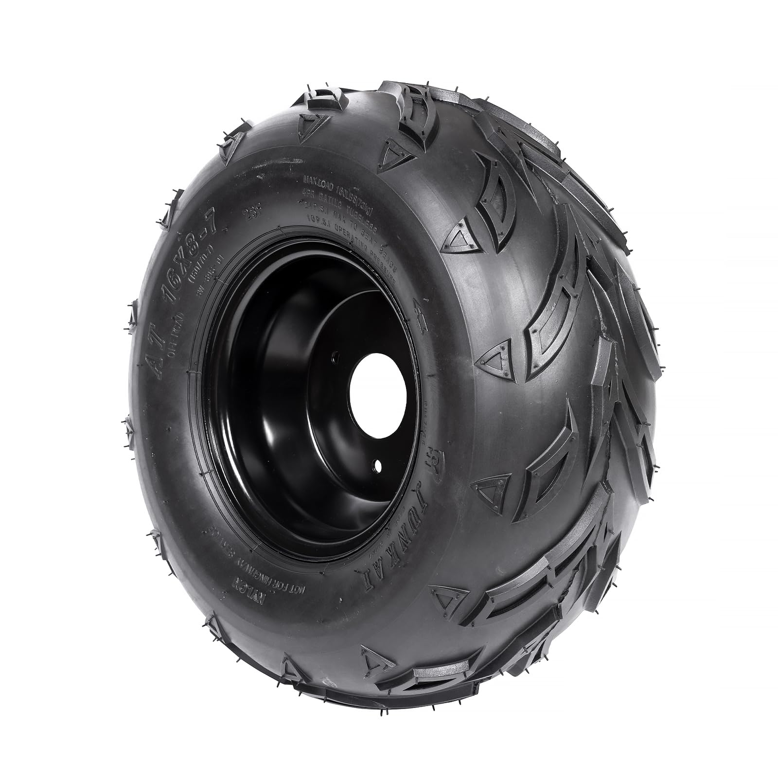 4PCS ATV Go Kart Tires and Rims Set - 16X8-7 Inch Tubeless Tires with Wheels for Go Kart, Buggy, ATV, Mini-bikes & Quad Bike - Front or Rear Fitment - 3 Mounting Holes - Perfect for Off-Road Racing & Trail Adventures
