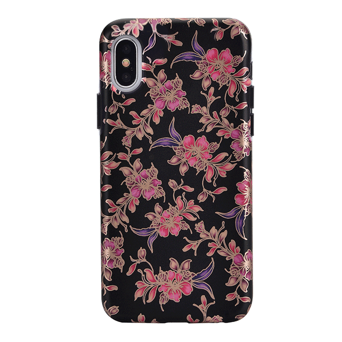 Elegant Midnight Floral Rose Gold Chrome iPhone Case - Stylish Protective Cover for iPhone 13/14/15 Pro Max - Perfect for Everyday Use, Parties & Special Occasions