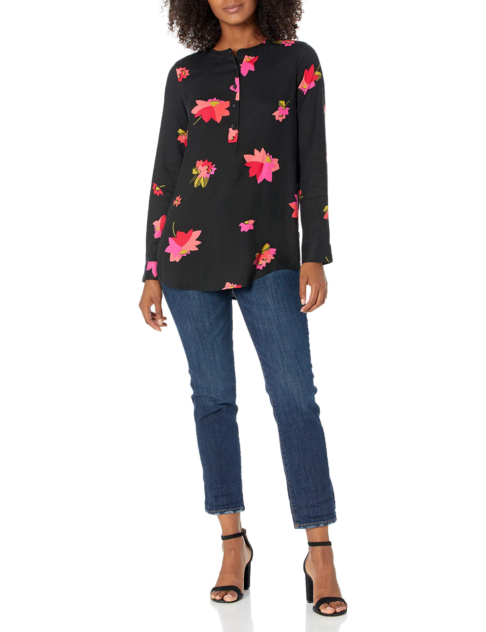 Amazon Essentials Women's Long-Sleeve Woven Blouse - Comfortable Stretch Work Shirt for Office & Business Casual Wear | Professional Button Down Top for Women