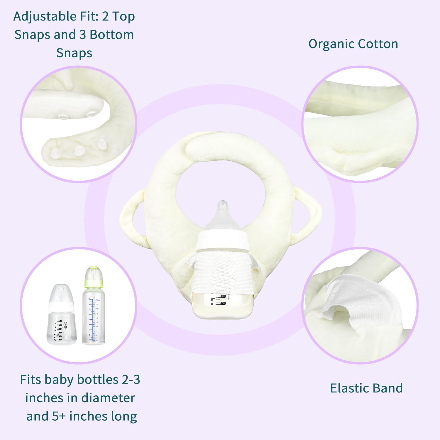 2 Pack Adjustable Baby Bottle Holder - Hands-Free Self Feeding Pillow for Twins, Beige | Perfect for Travel, Nursing, and Toddler Mealtime