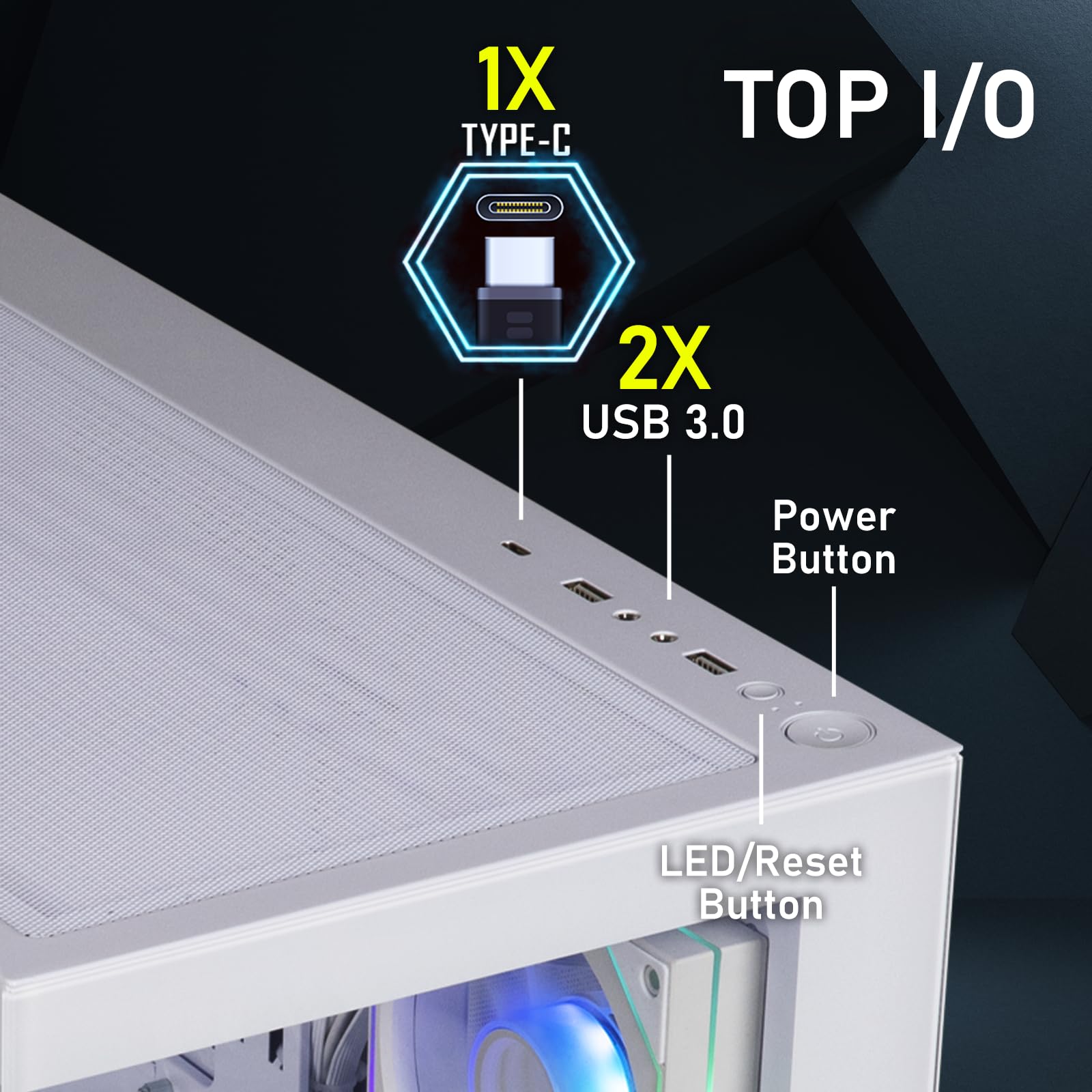 BitFenix CETO High Airflow White PC Gaming Case - Panoramic Tempered Glass, Reverse ATX Motherboard Support, 4x Infinity Mirror ARGB Fans (3 Reverse) - 360mm AIO & 410mm GPU Compatibility - Perfect for Gaming Rigs & Streaming Setups