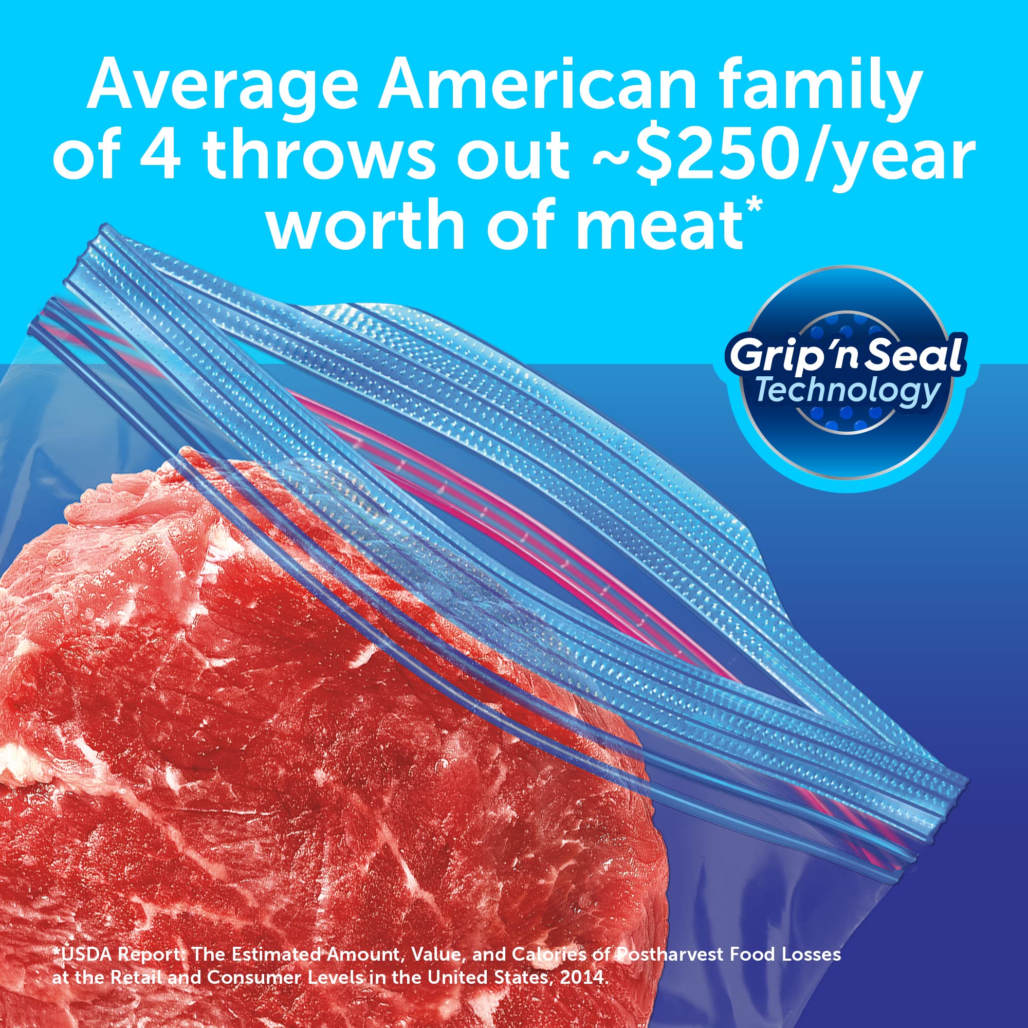 Ziploc 2 Gallon Freezer Bags with Grip 'n Seal Technology - 30 Count (3 Packs of 10) for Food Storage, Meal Prep & Freezing - Perfect for Leftovers, Sous Vide & Bulk Cooking
